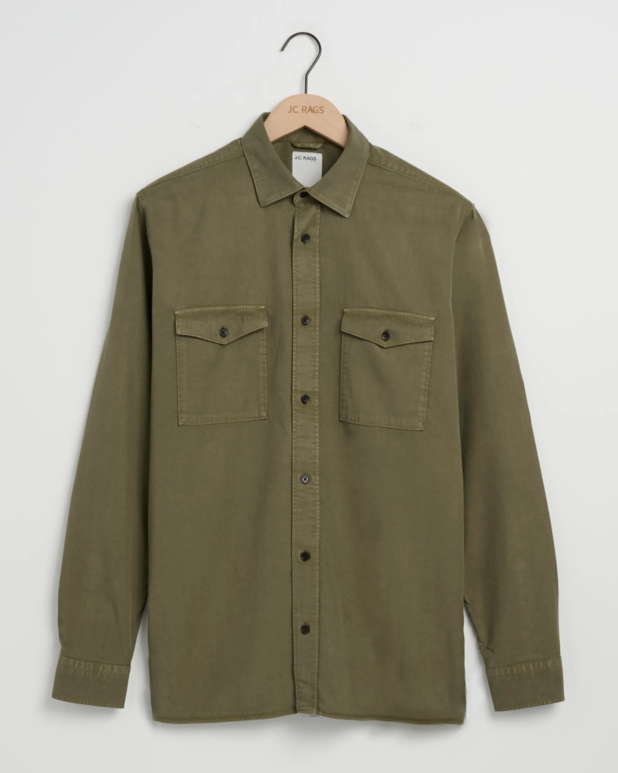 J.C. RAGS Rhiley Casual Overhemd LM Olive Night 093570-002-L