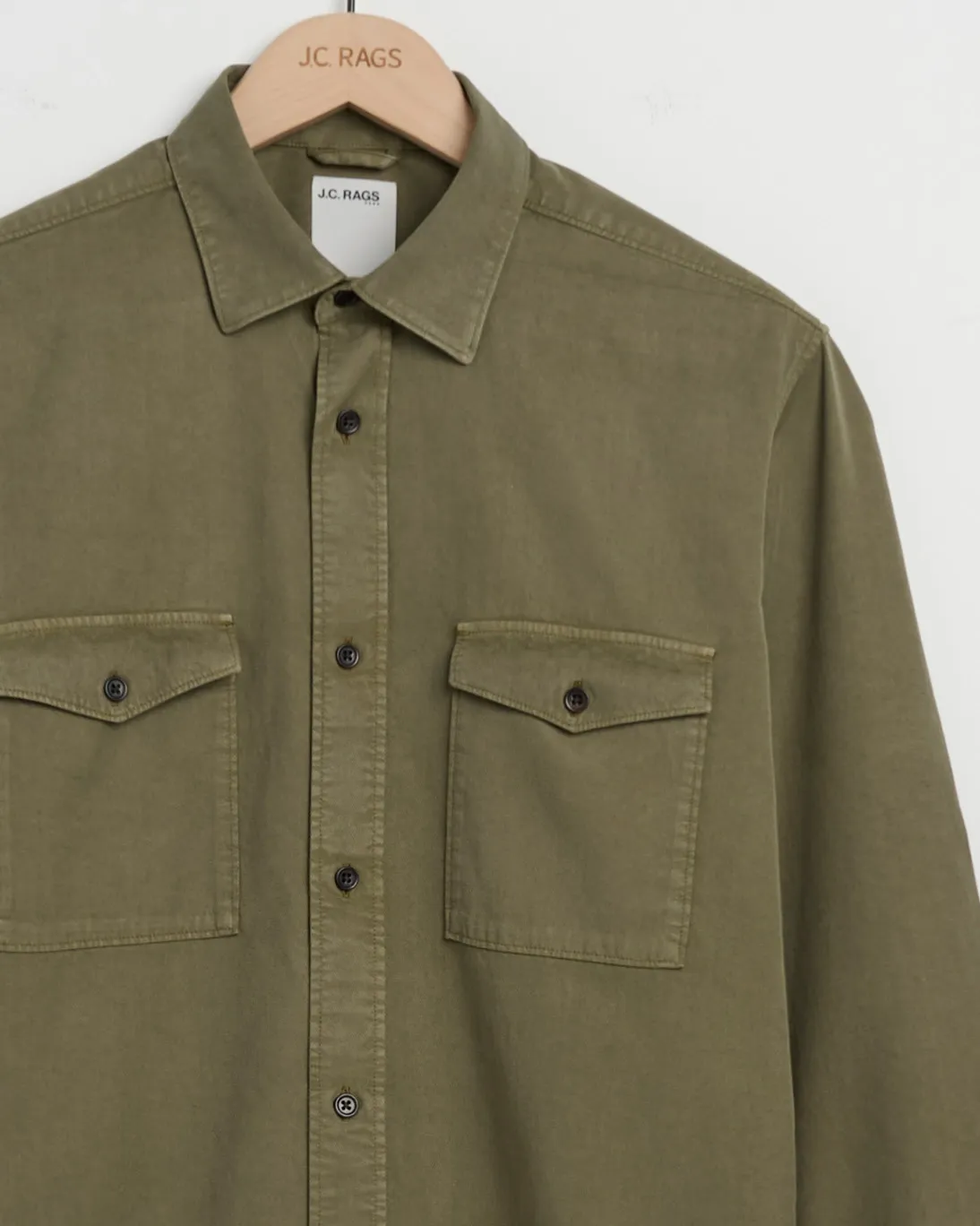 J.C. RAGS Rhiley Casual Overhemd LM Olive Night 093570-002-L