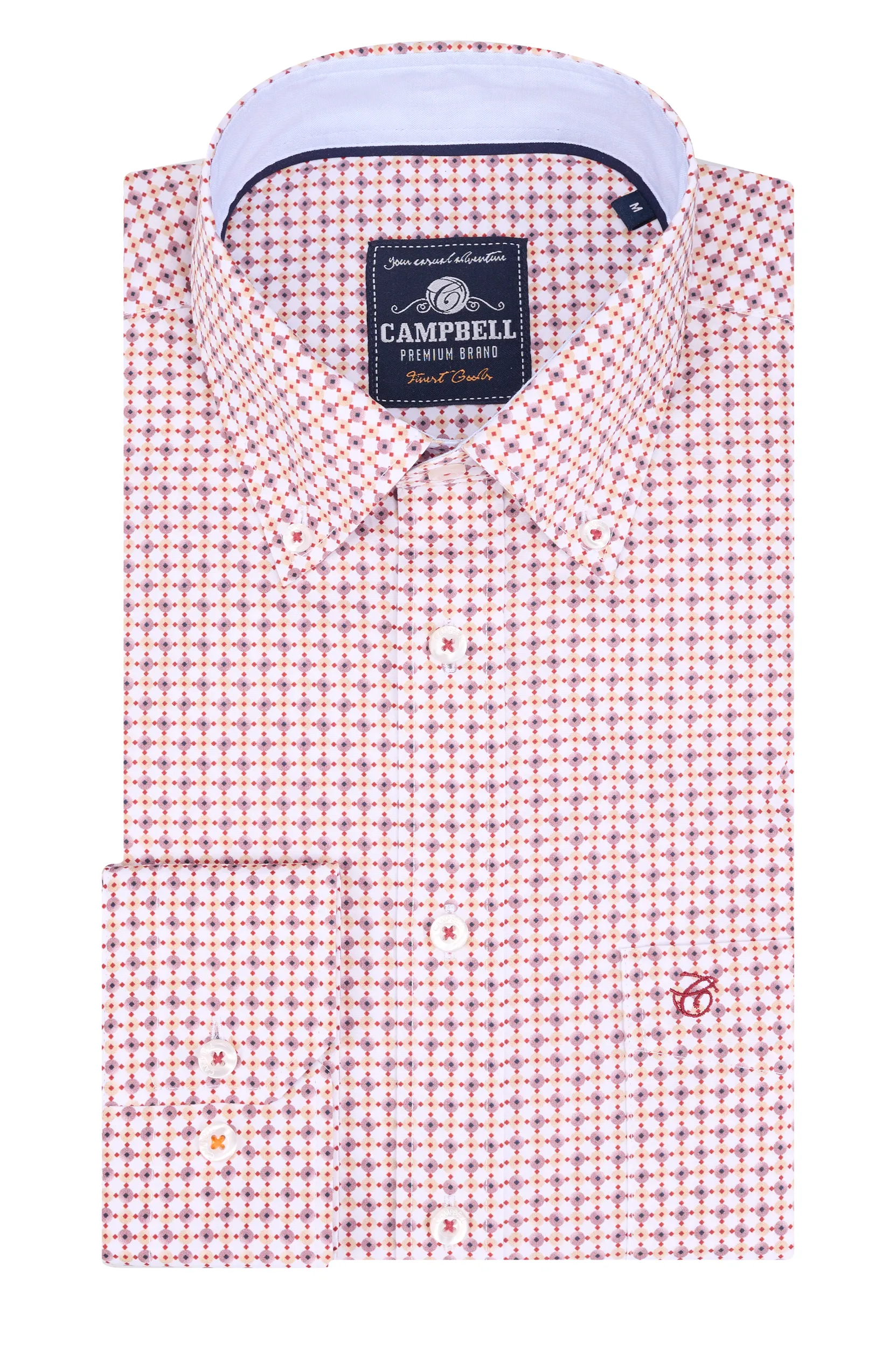 Campbell Casual Overhemd LM Red Ochre 093578-001-L