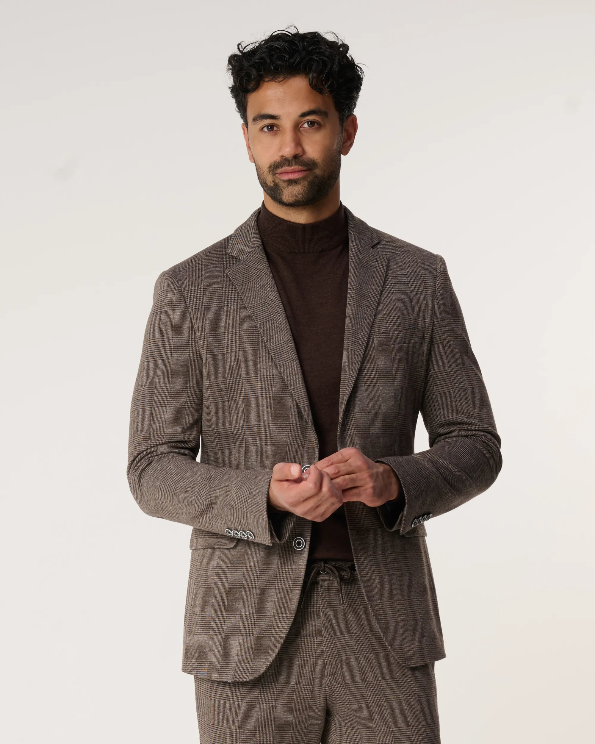 The BLUEPRINT Premium - Mix & Match Colbert Bruin grote ruit 093989-002-46