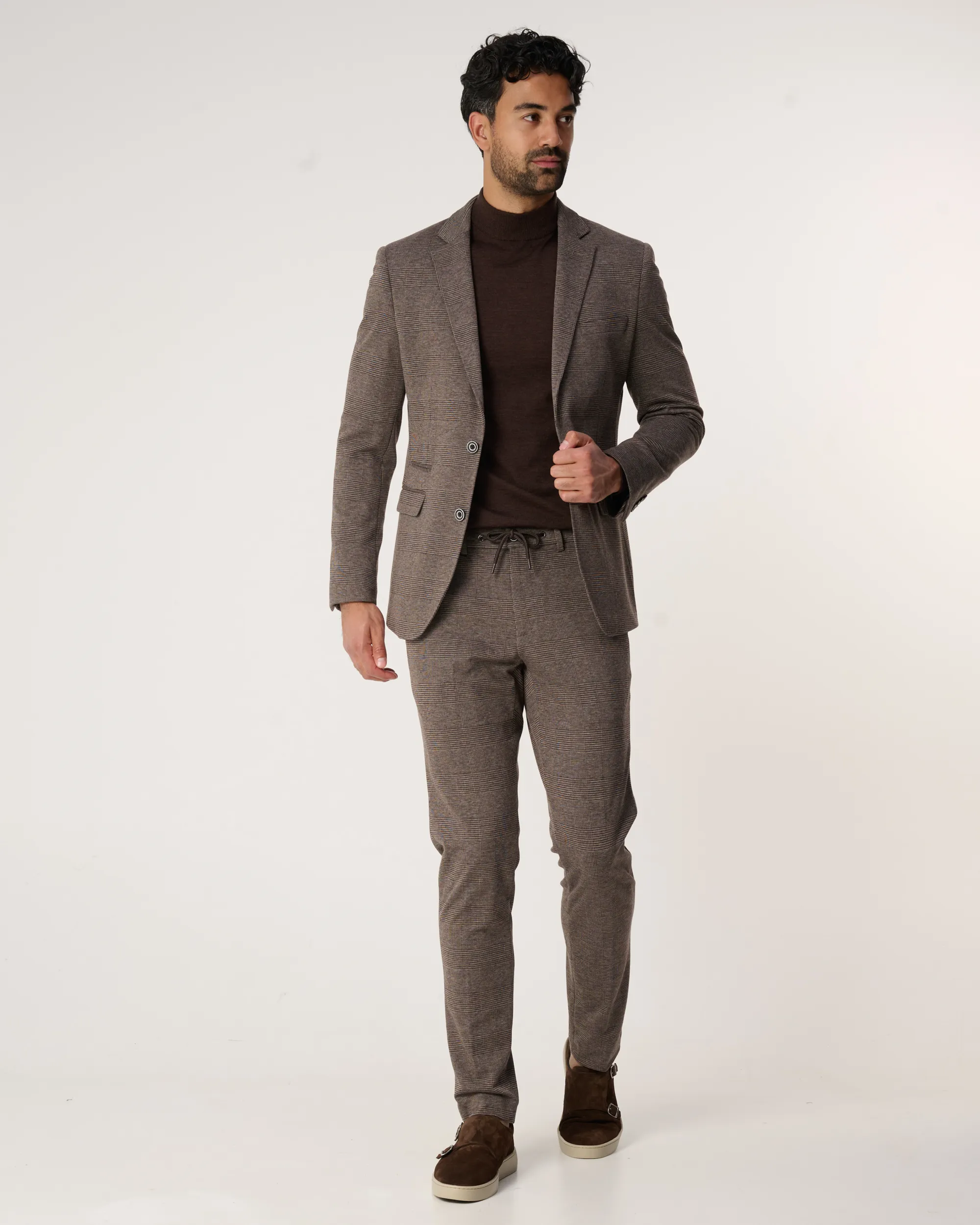 The BLUEPRINT Premium - Mix & Match Colbert Bruin grote ruit 093989-002-46