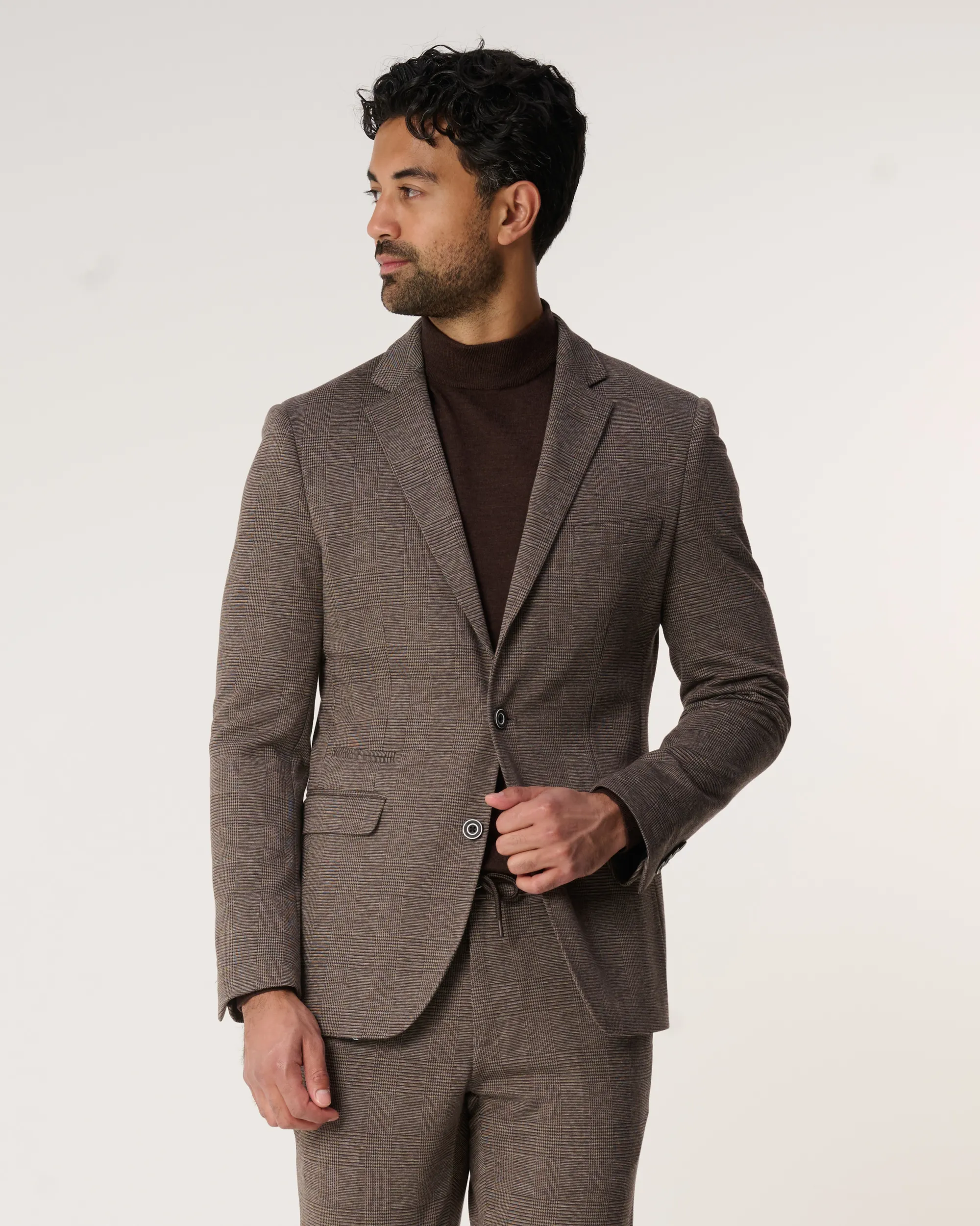 The BLUEPRINT Premium - Mix & Match Colbert Bruin grote ruit 093989-002-46