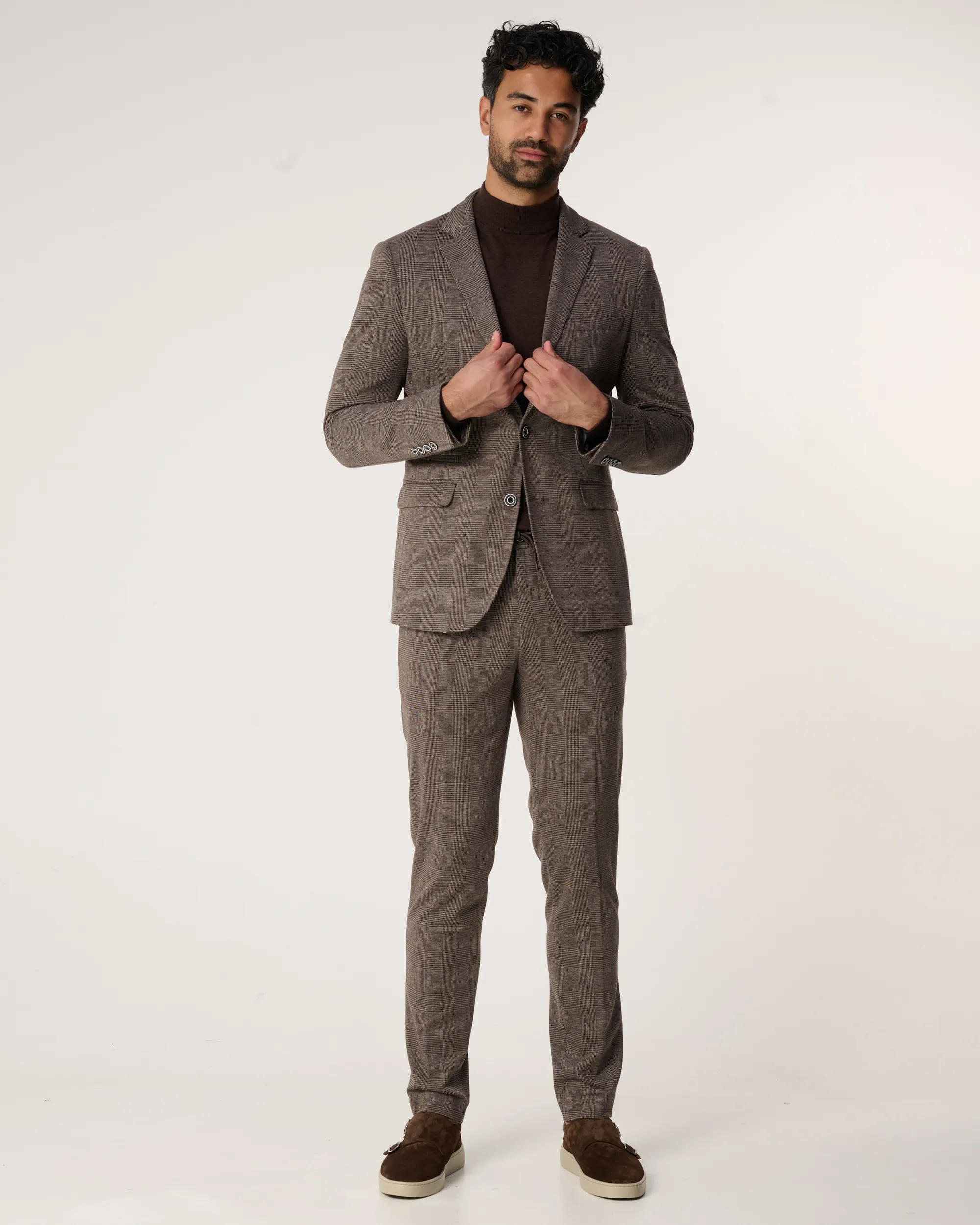 The BLUEPRINT Premium - Mix & Match Colbert Bruin grote ruit 093989-002-46