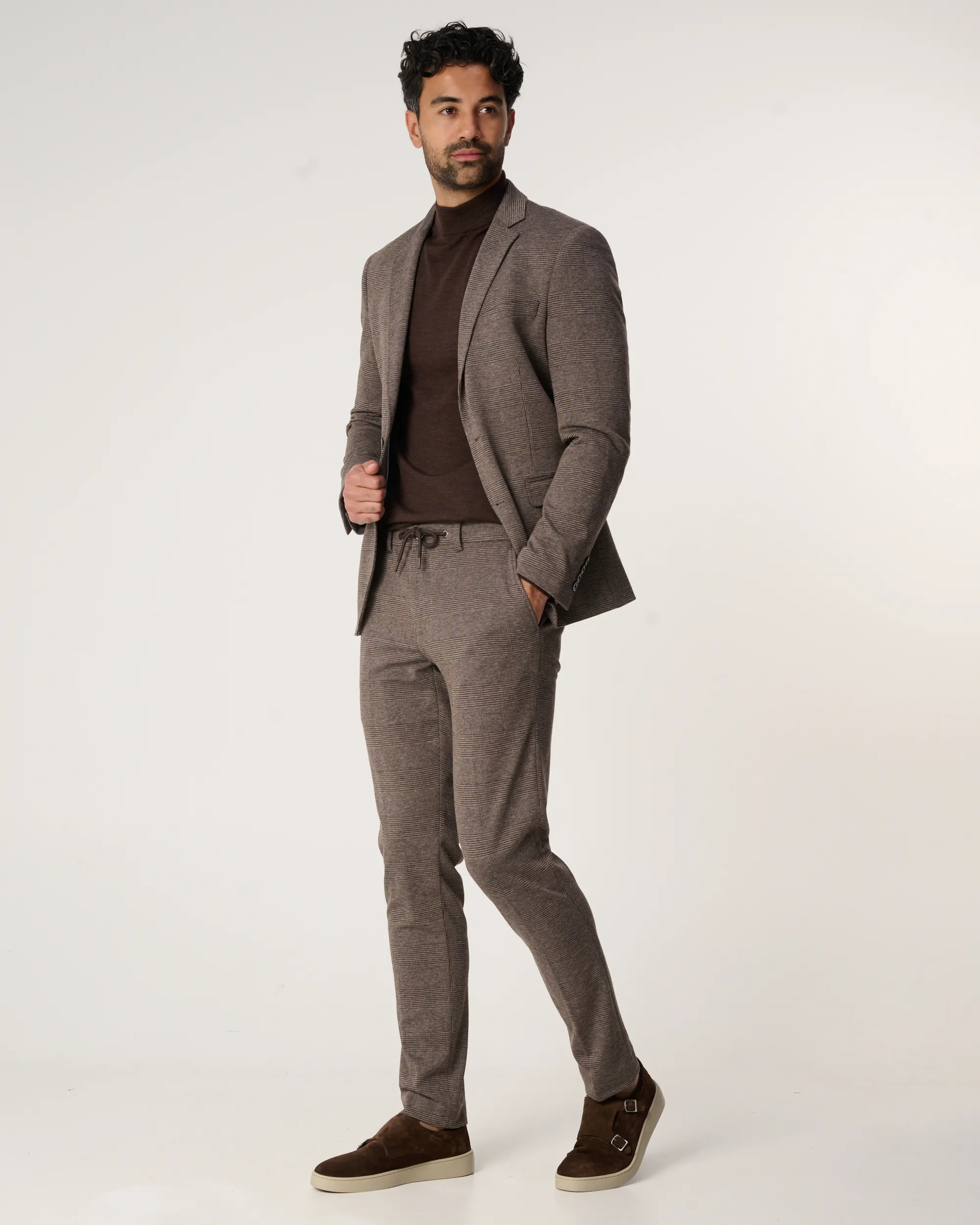 The BLUEPRINT Premium - Mix & Match Colbert Bruin grote ruit 093989-002-46
