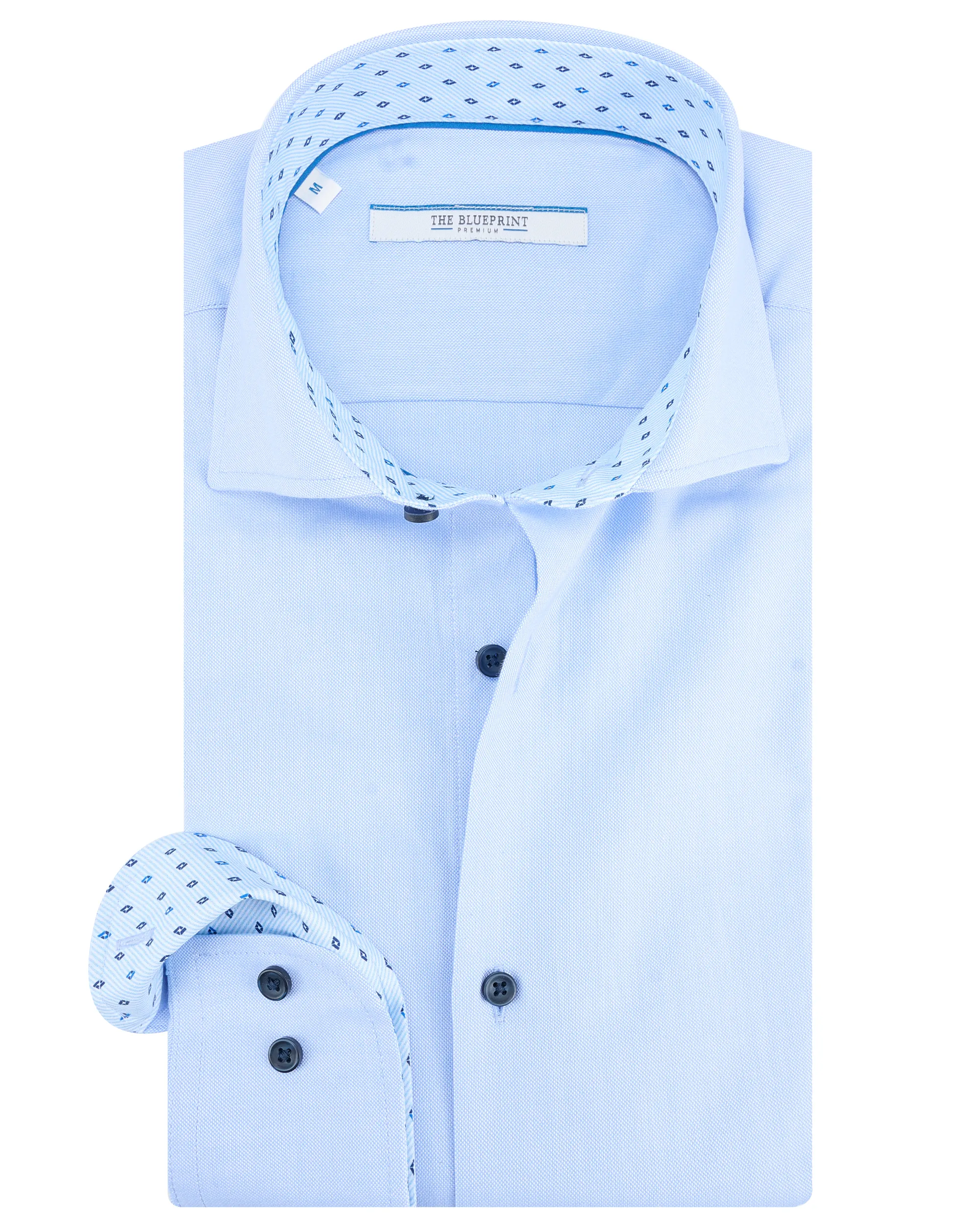 The BLUEPRINT Premium - Overhemd LM Lichtblauw uni 095359-001-L