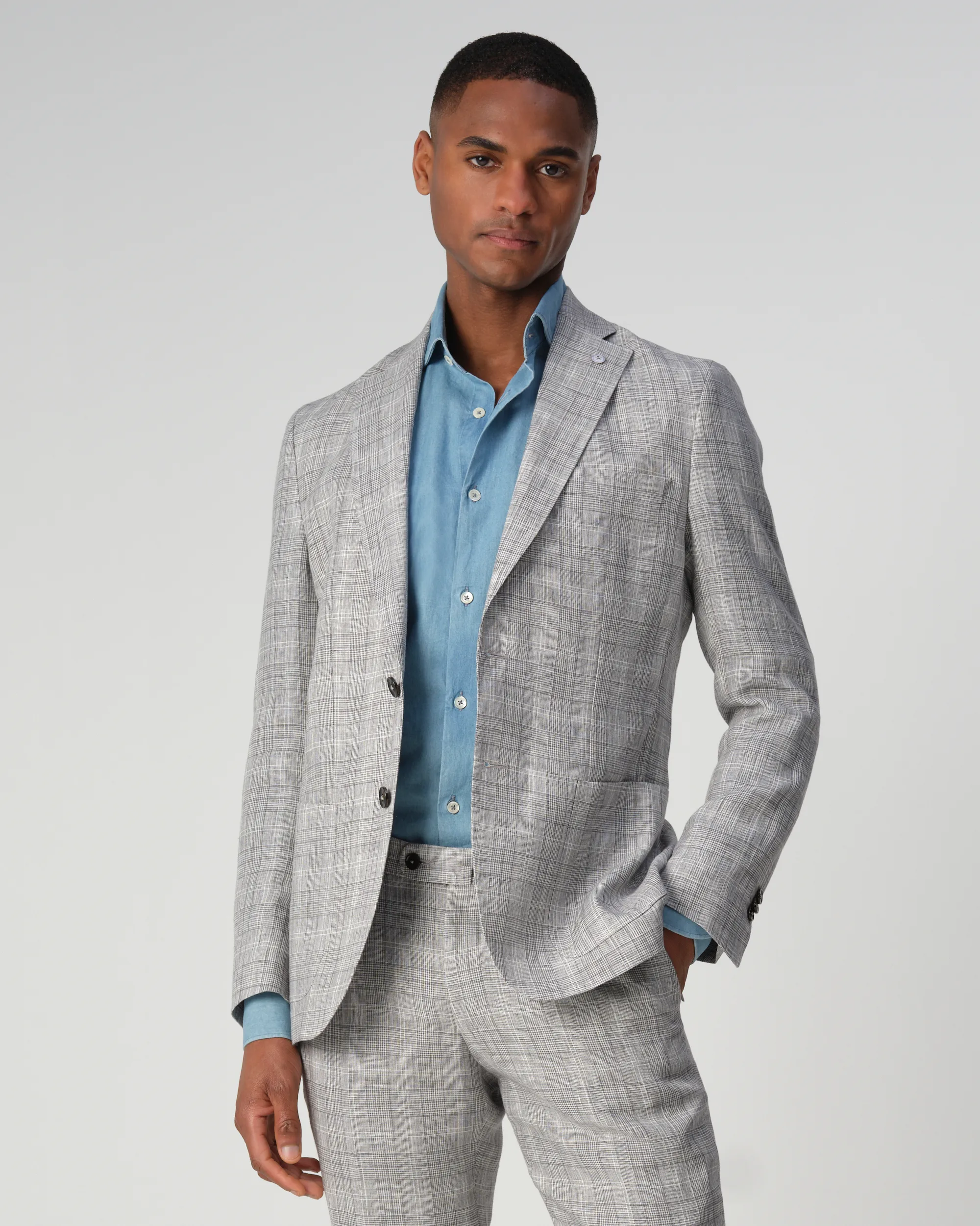 Dutch Dandies Devon Mix&Match Colbert Lichtgrijs grote ruit 095504-001-46