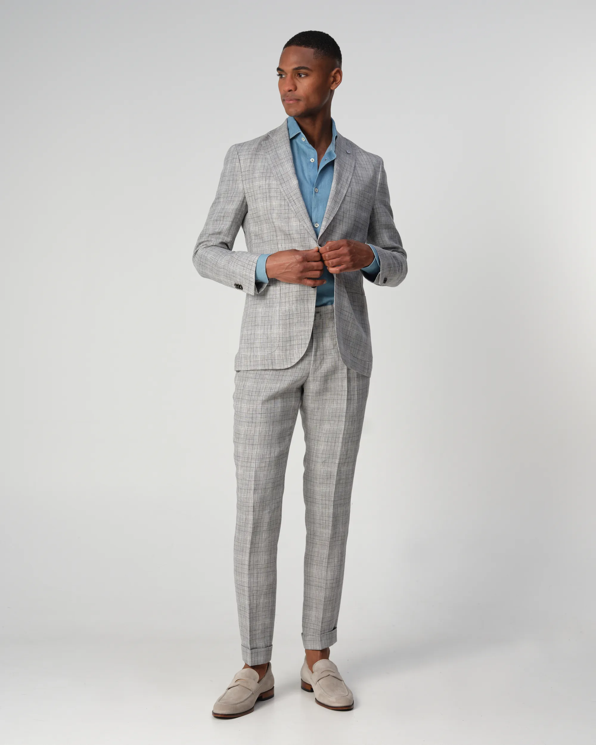 Dutch Dandies Devon Mix&Match Colbert Lichtgrijs grote ruit 095504-001-46