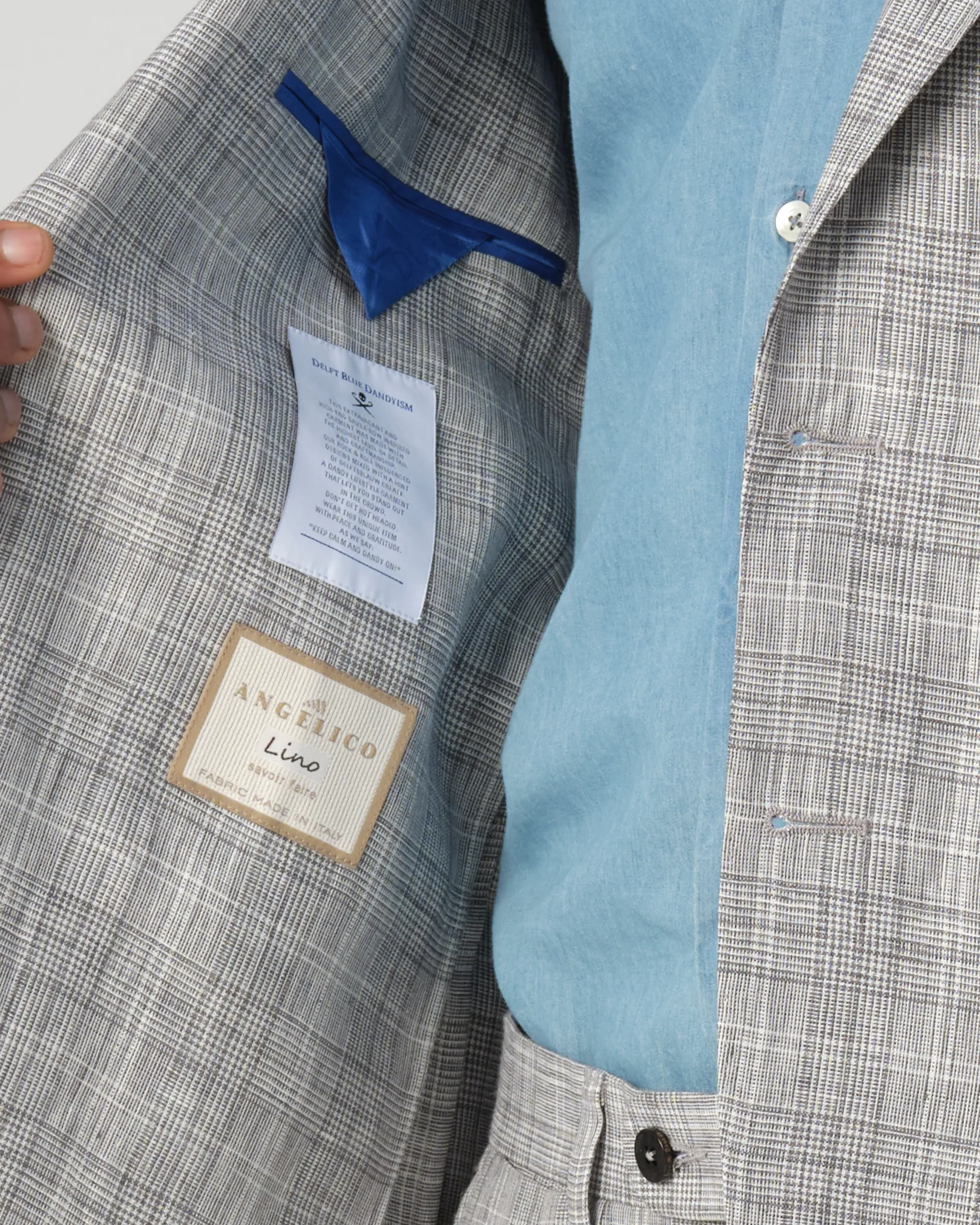 Dutch Dandies Devon Mix&Match Colbert Lichtgrijs grote ruit 095504-001-46