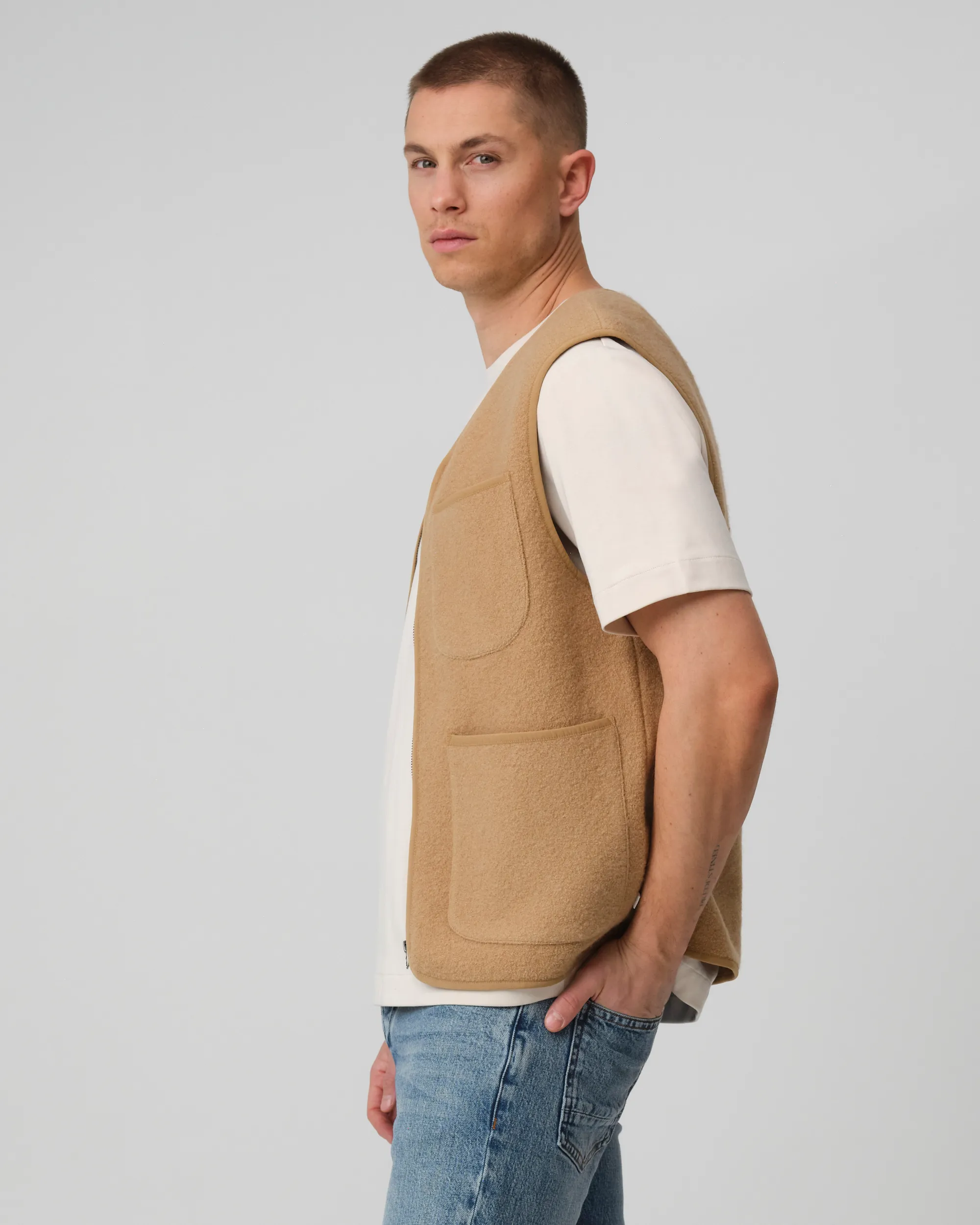 J.C. RAGS Rockwell Mouwloos Vest Toasted coconut 095745-002-3XL