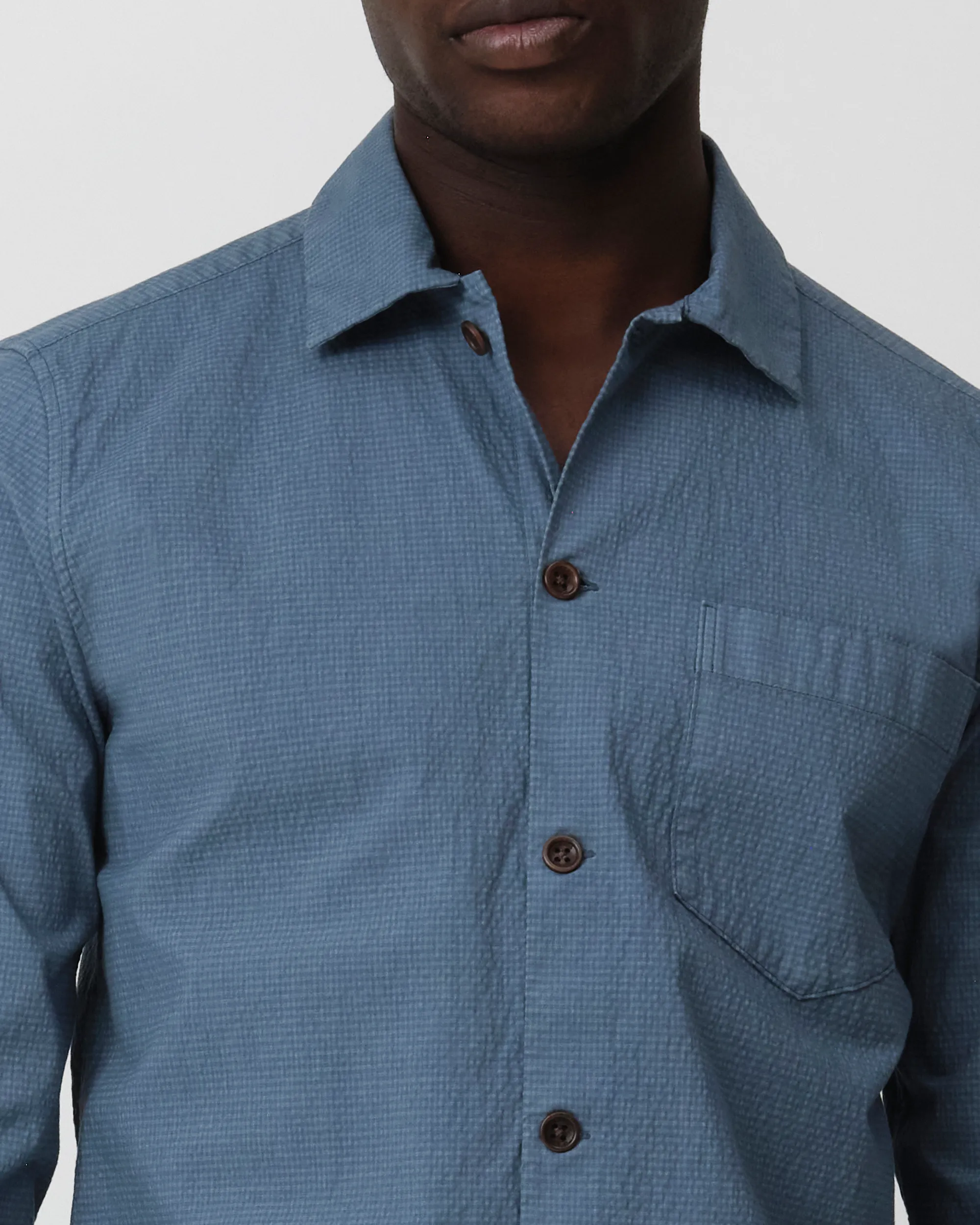 J.C. RAGS Ash Casual Overhemd LM Blue Fusion kleine ruit 095843-004-L
