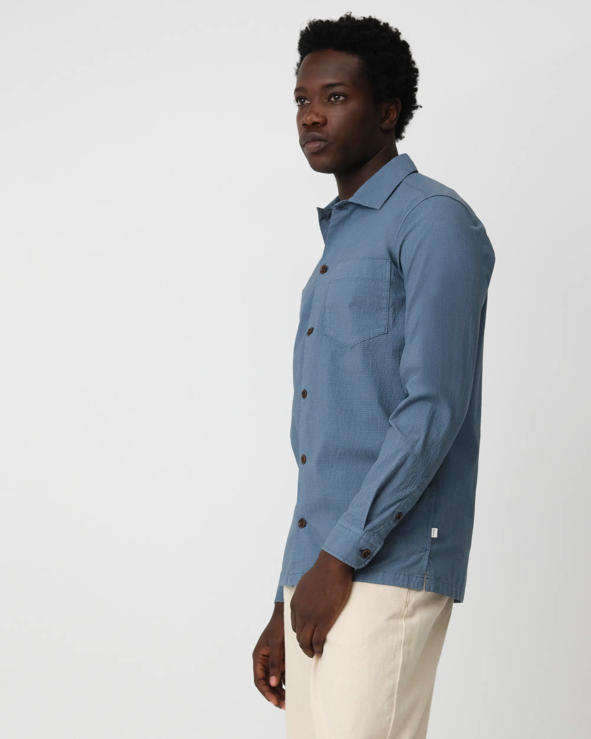 J.C. RAGS Ash Casual Overhemd LM Blue Fusion kleine ruit 095843-004-L