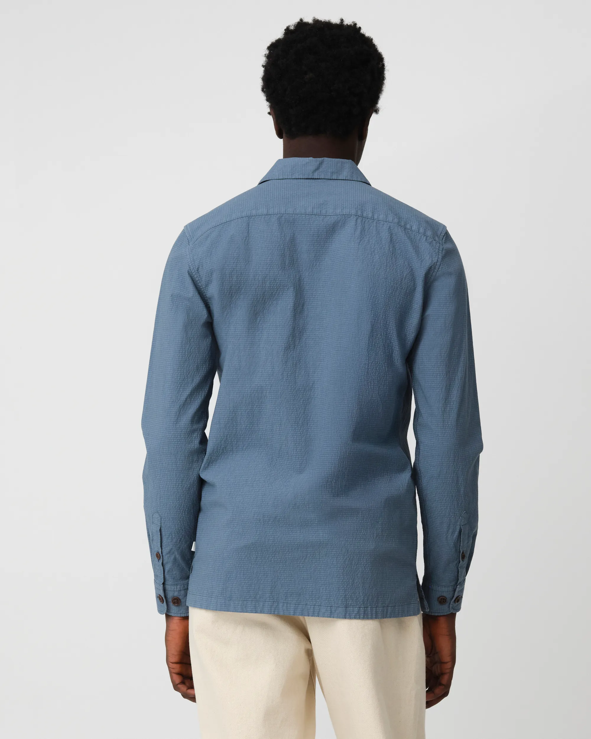 J.C. RAGS Ash Casual Overhemd LM Blue Fusion kleine ruit 095843-004-L