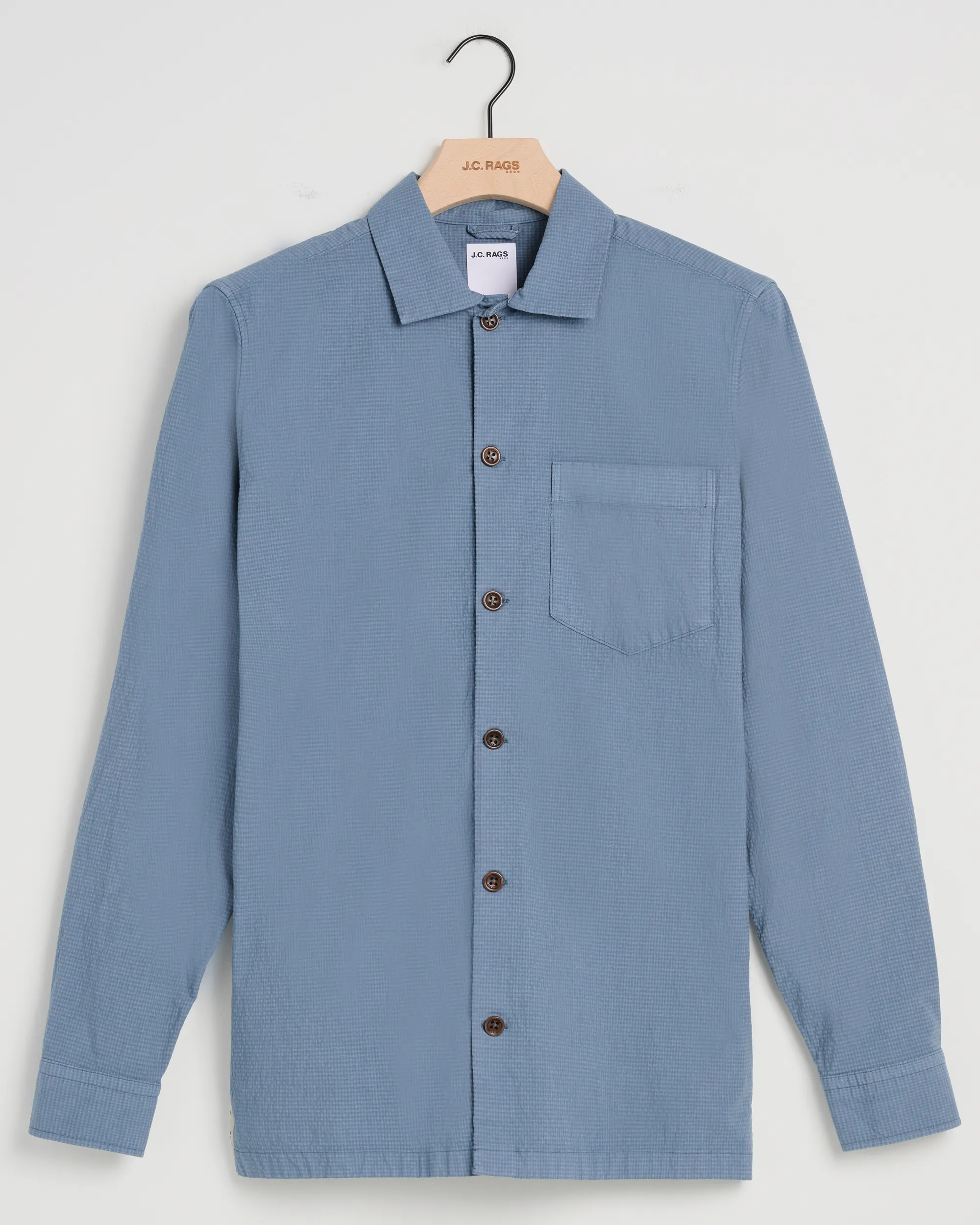 J.C. RAGS Ash Casual Overhemd LM Blue Fusion kleine ruit 095843-004-L