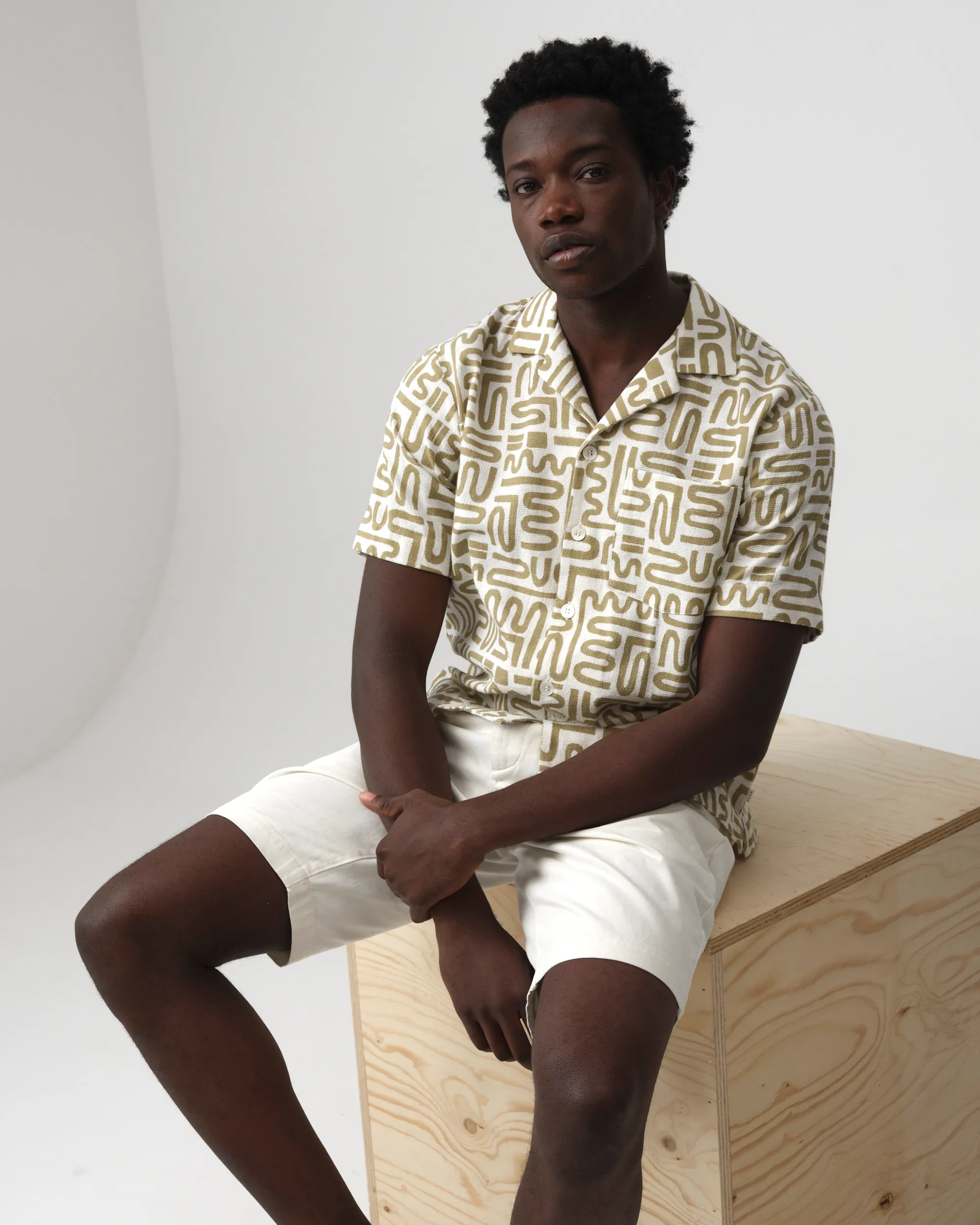 J.C. RAGS Alberto Casual Overhemd KM Boa green dessin 095847-003-L