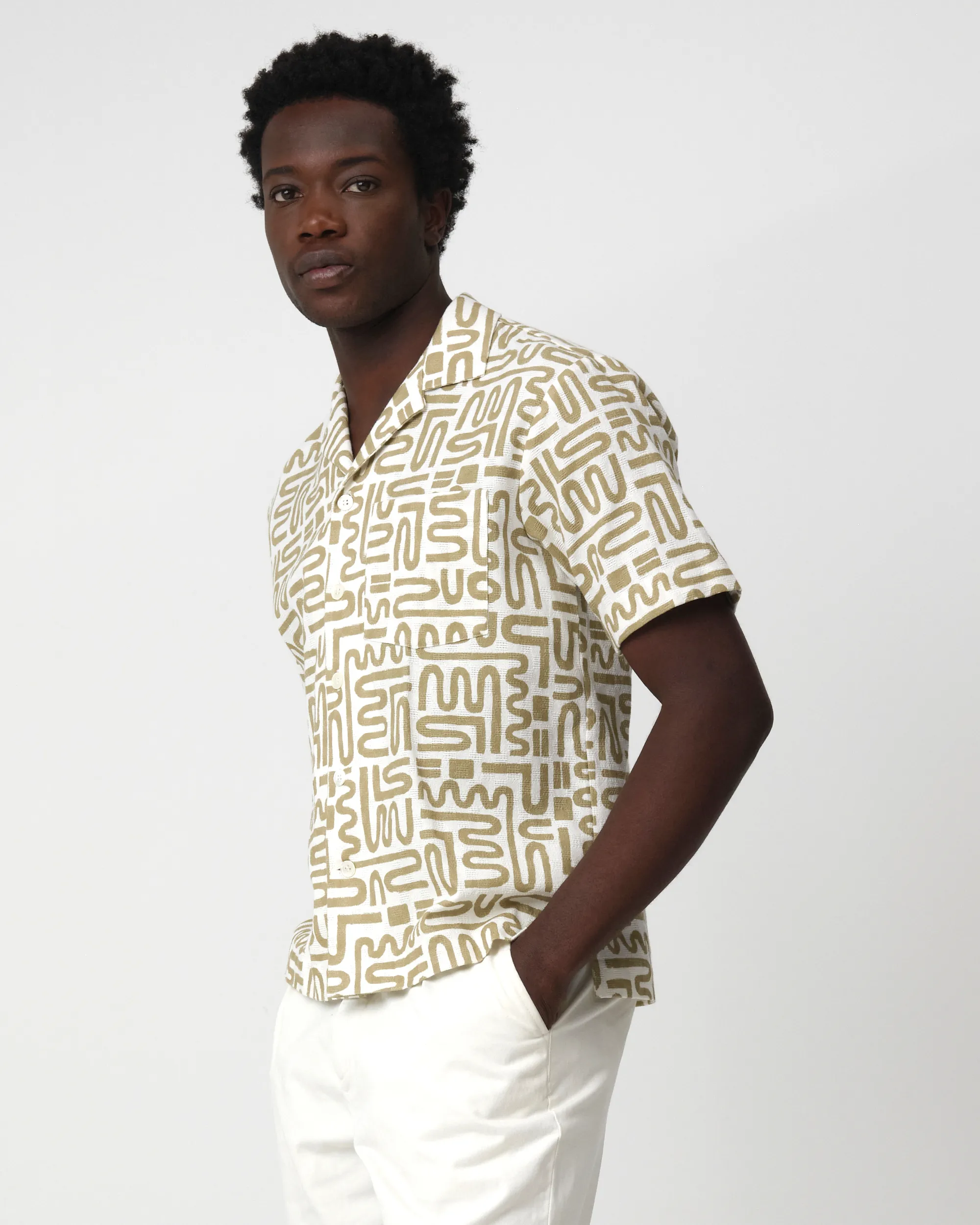 J.C. RAGS Alberto Casual Overhemd KM Boa green dessin 095847-003-L