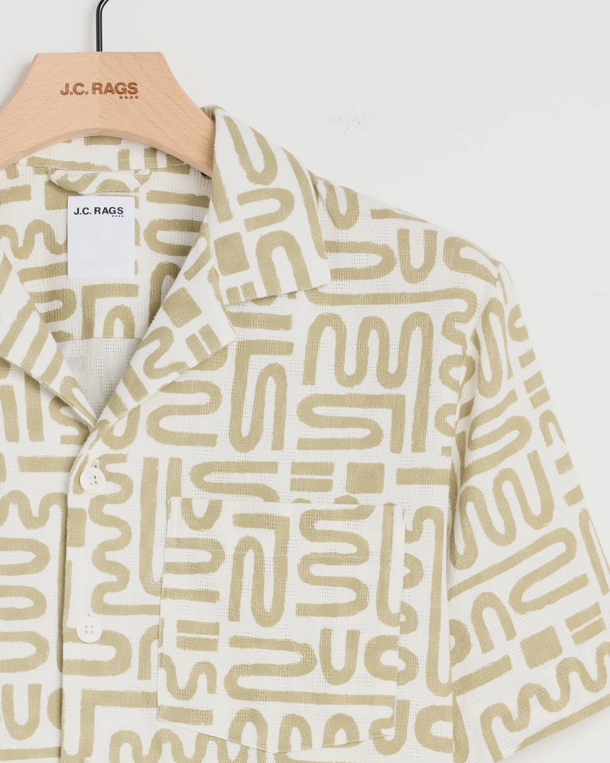 J.C. RAGS Alberto Casual Overhemd KM Boa green dessin 095847-003-L