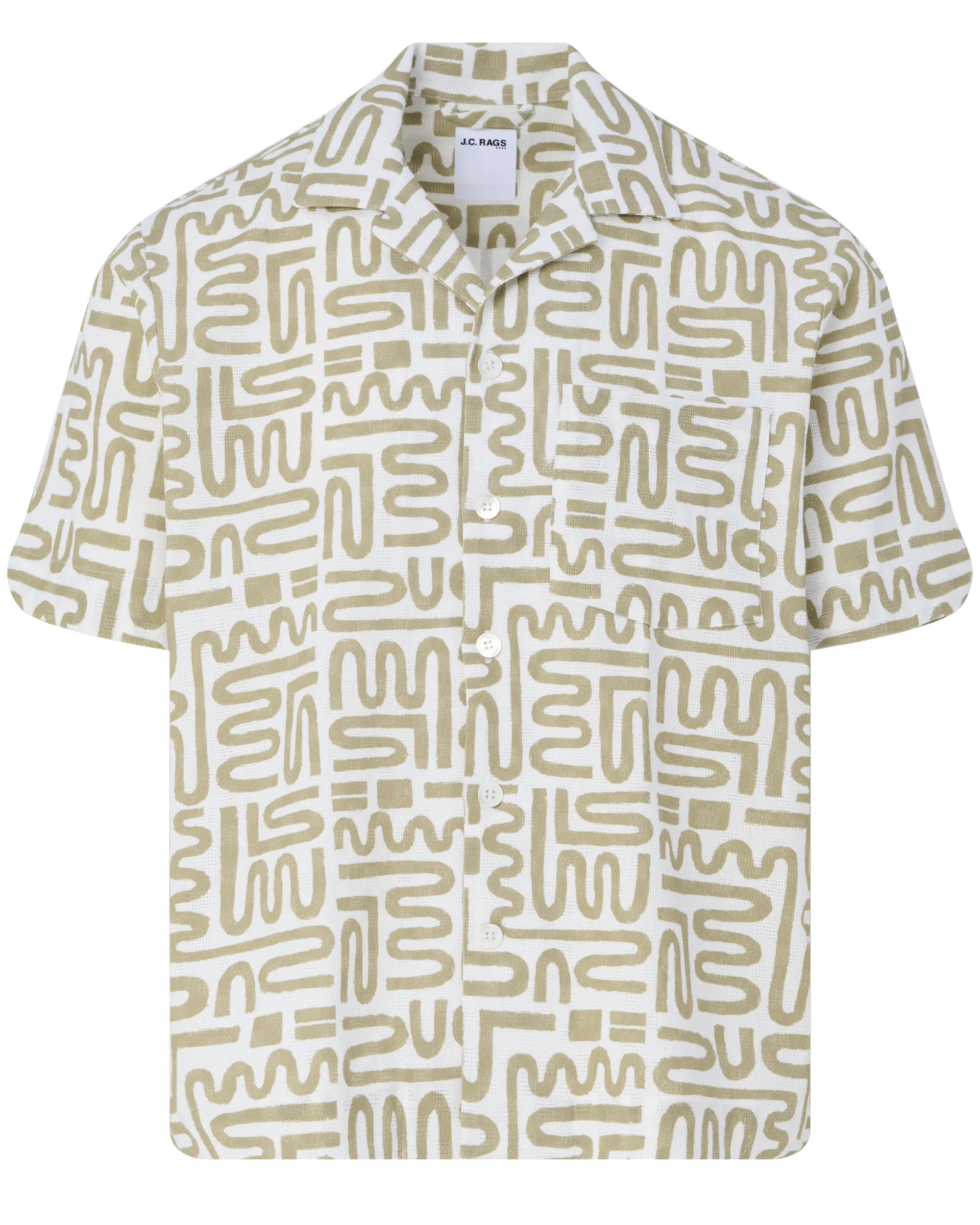 J.C. RAGS Alberto Casual Overhemd KM Boa green dessin 095847-003-L