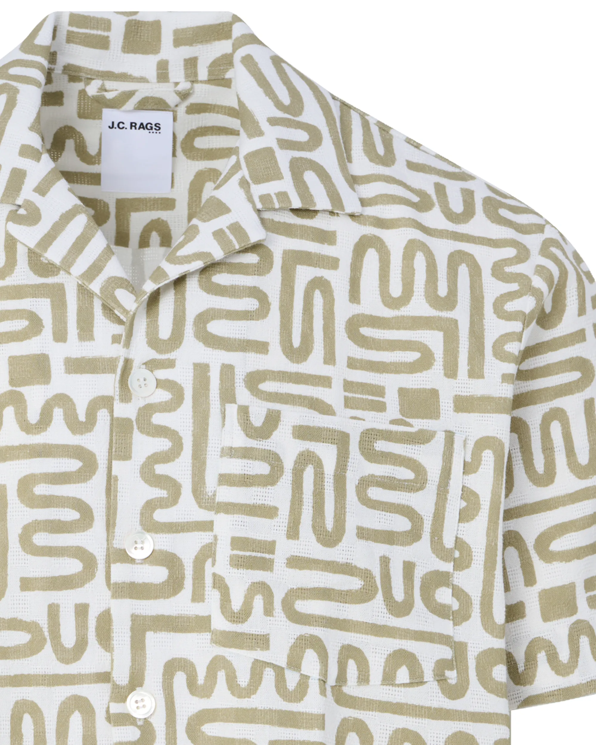 J.C. RAGS Alberto Casual Overhemd KM Boa green dessin 095847-003-L