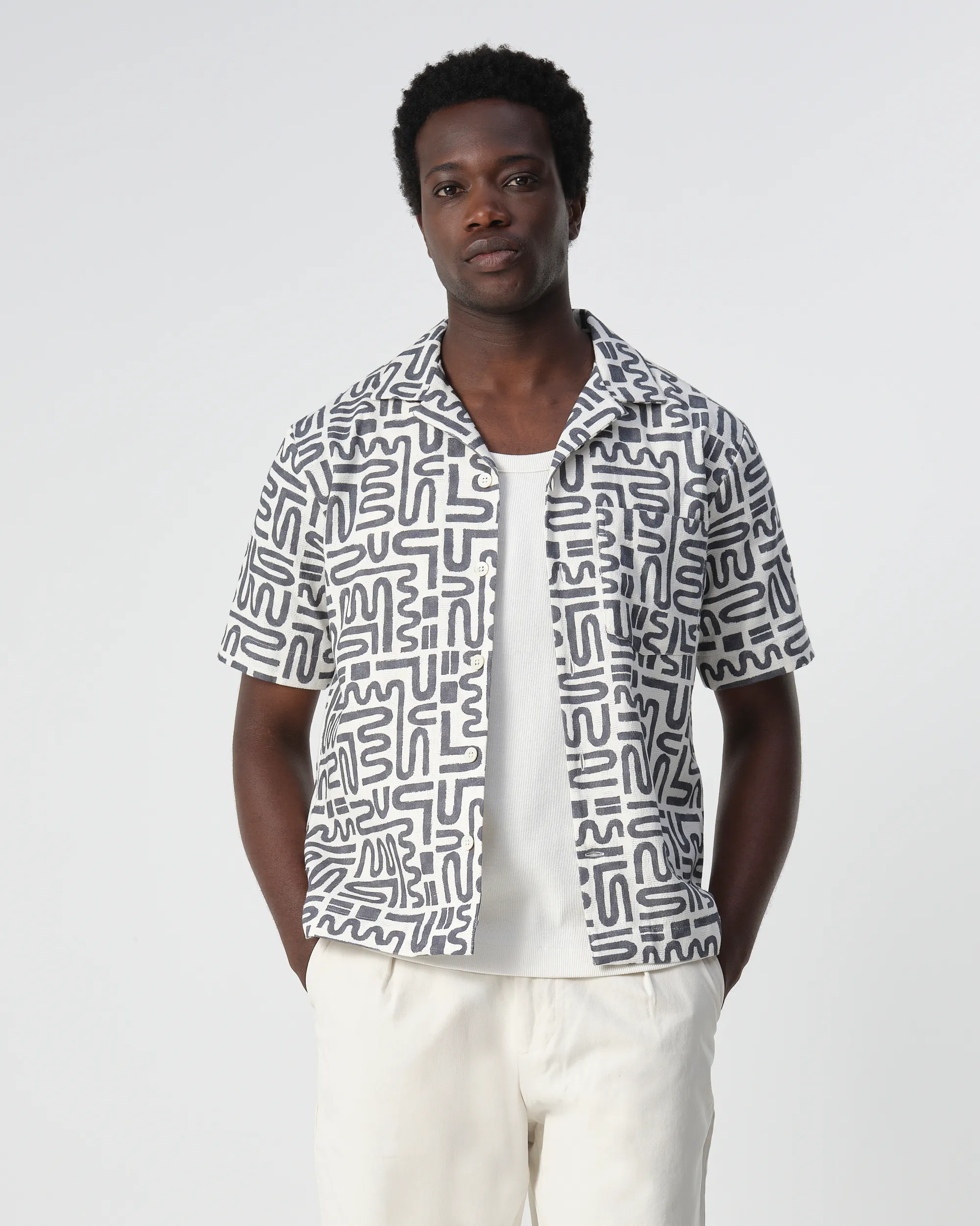 J.C. RAGS Alberto Casual Overhemd KM Ombre Blue grey dessin 095847-004-L