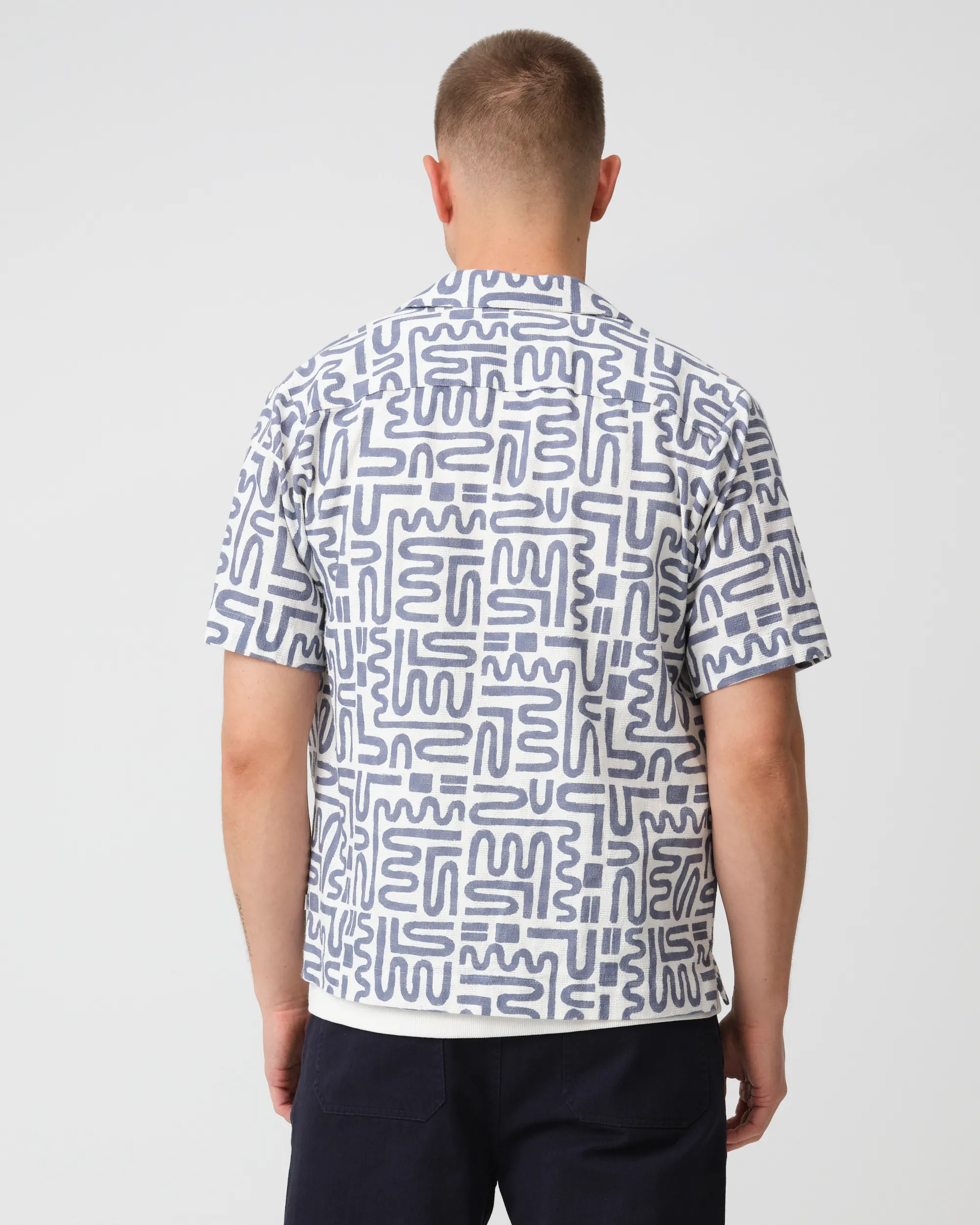 J.C. RAGS Alberto Casual Overhemd KM Ombre Blue grey dessin 095847-004-L
