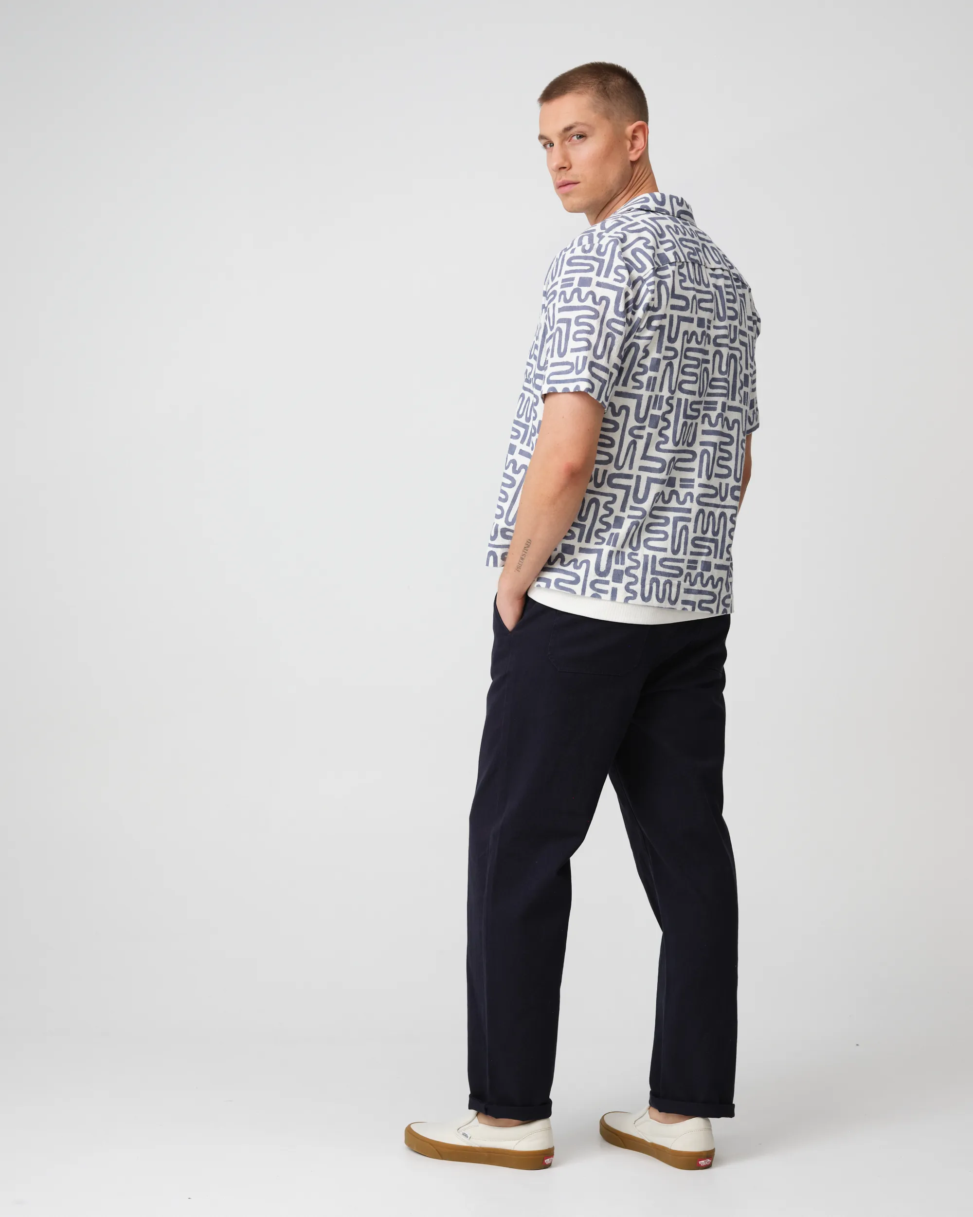 J.C. RAGS Alberto Casual Overhemd KM Ombre Blue grey dessin 095847-004-L