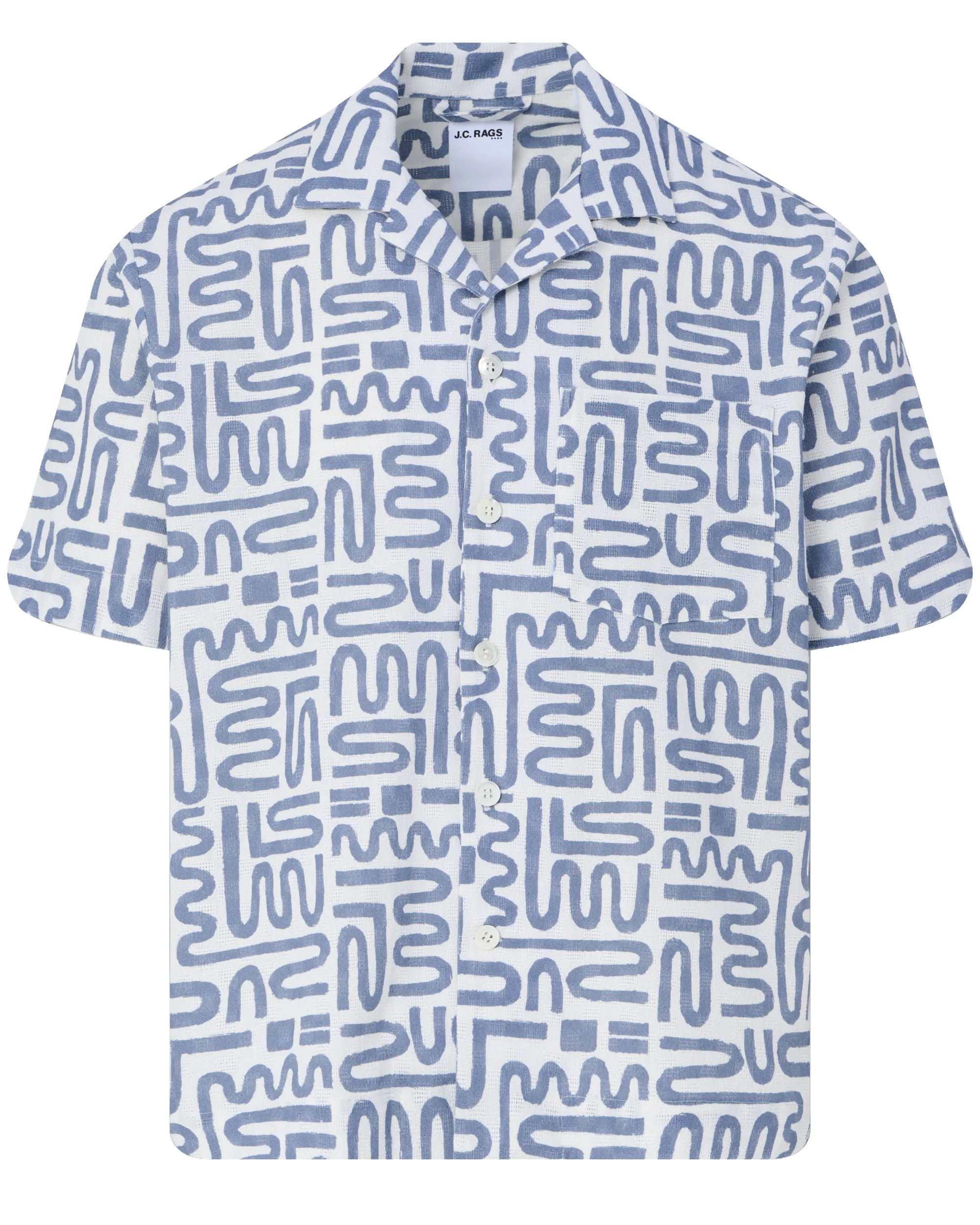 J.C. RAGS Alberto Casual Overhemd KM Ombre Blue grey dessin 095847-004-L