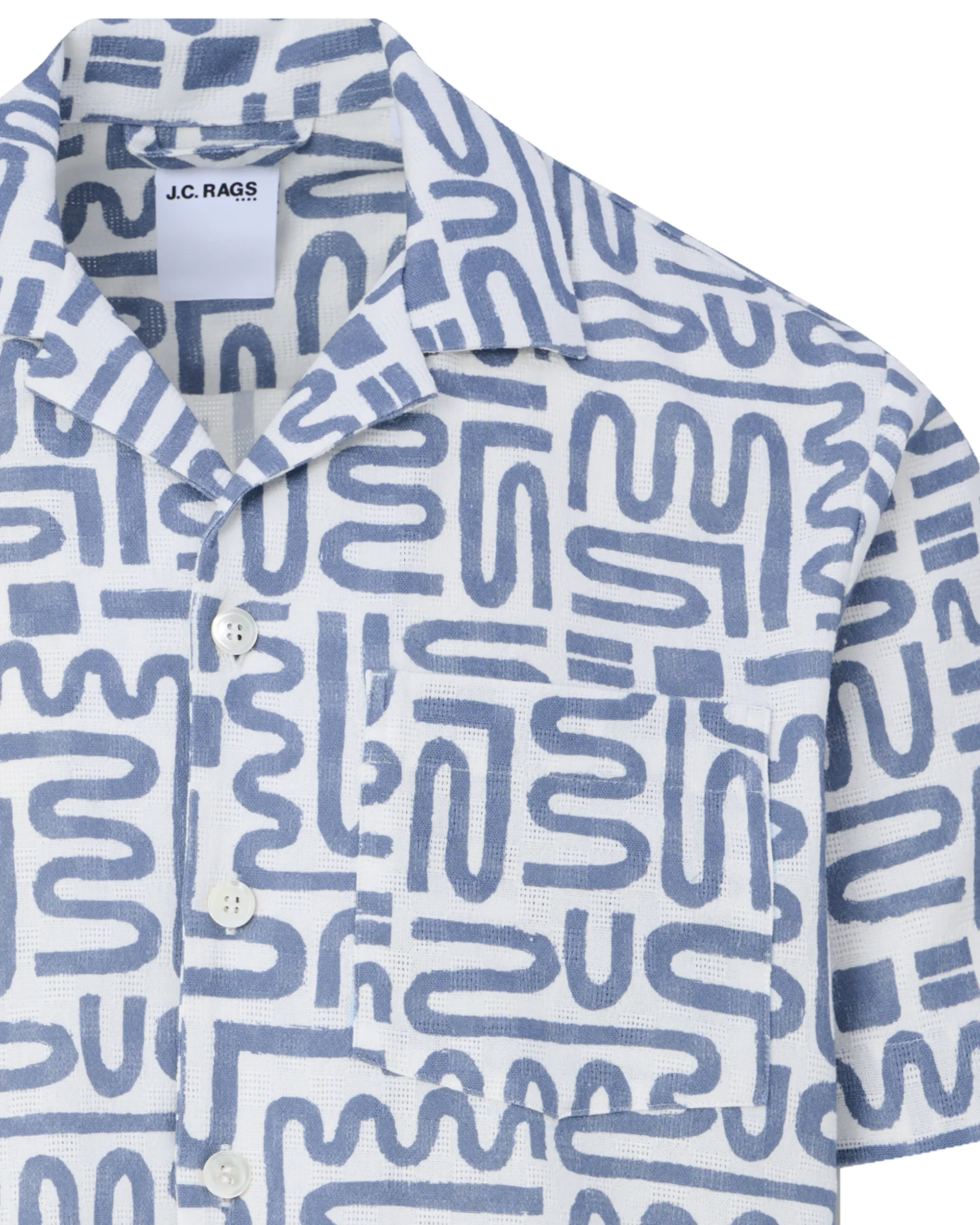 J.C. RAGS Alberto Casual Overhemd KM Ombre Blue grey dessin 095847-004-L