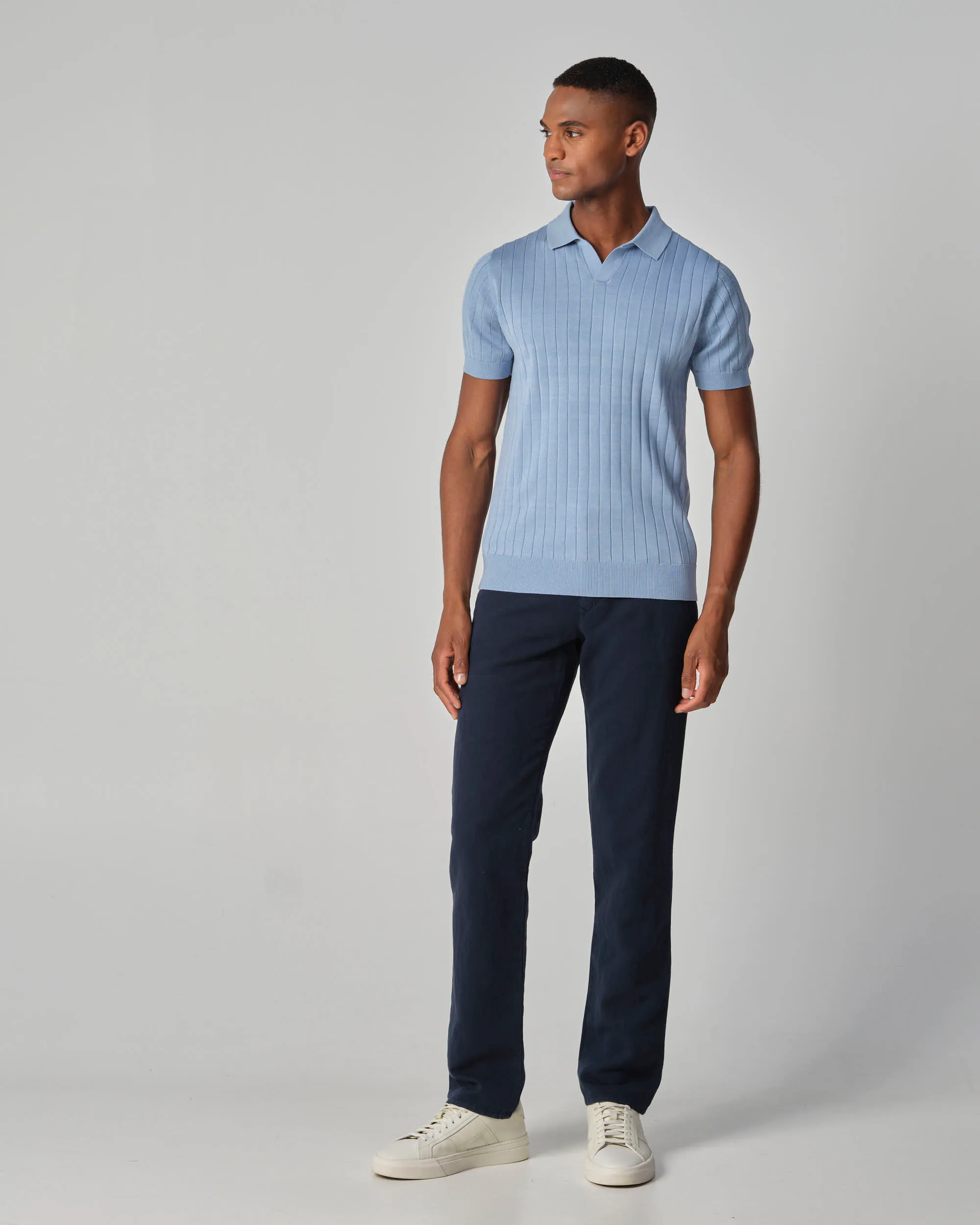Dutch Dandies Gatsby Polo KM Lichtblauw uni 096094-001-L
