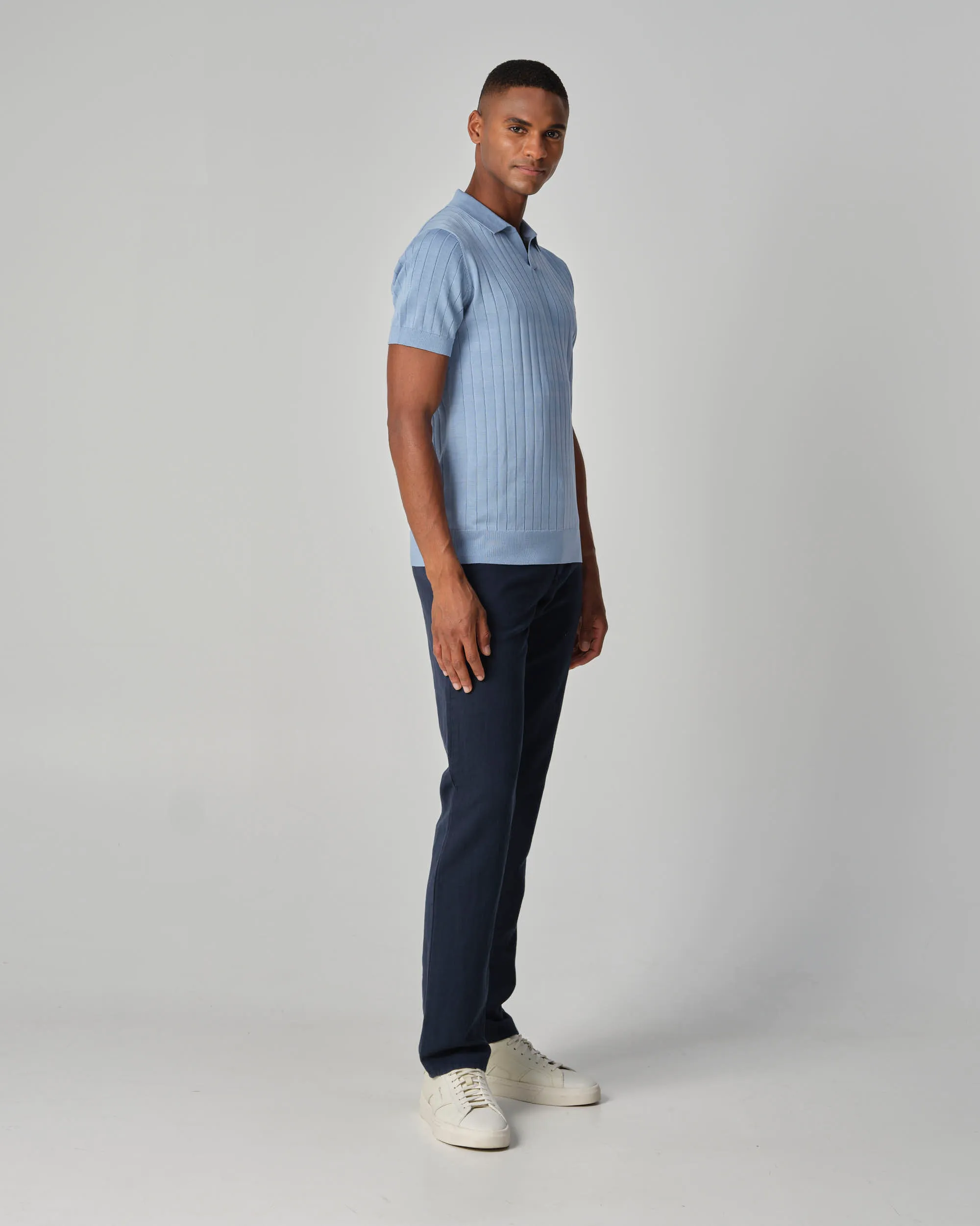 Dutch Dandies Gatsby Polo KM Lichtblauw uni 096094-001-L