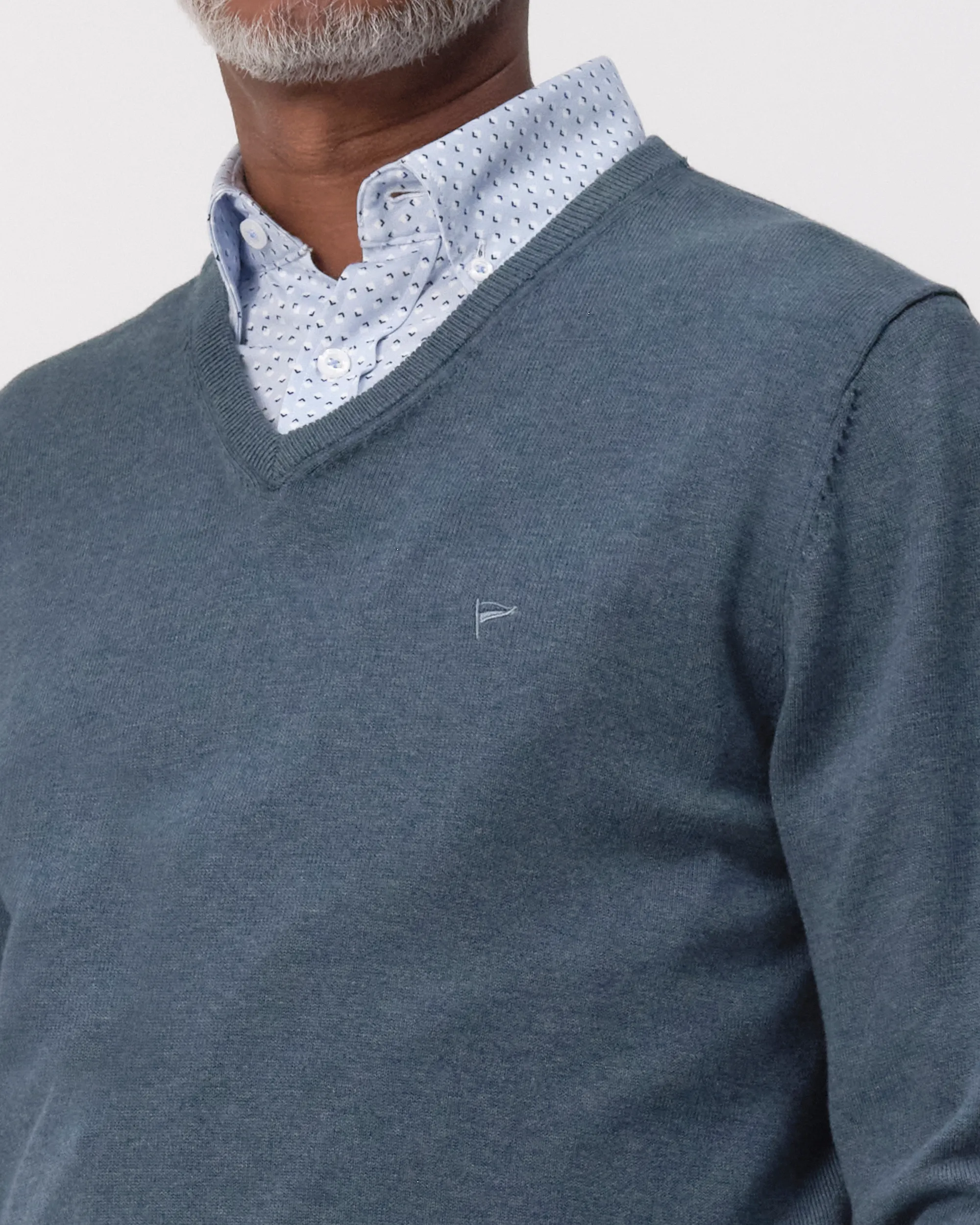 Campbell Trui V-hals Midnight Blue melange 096100-004