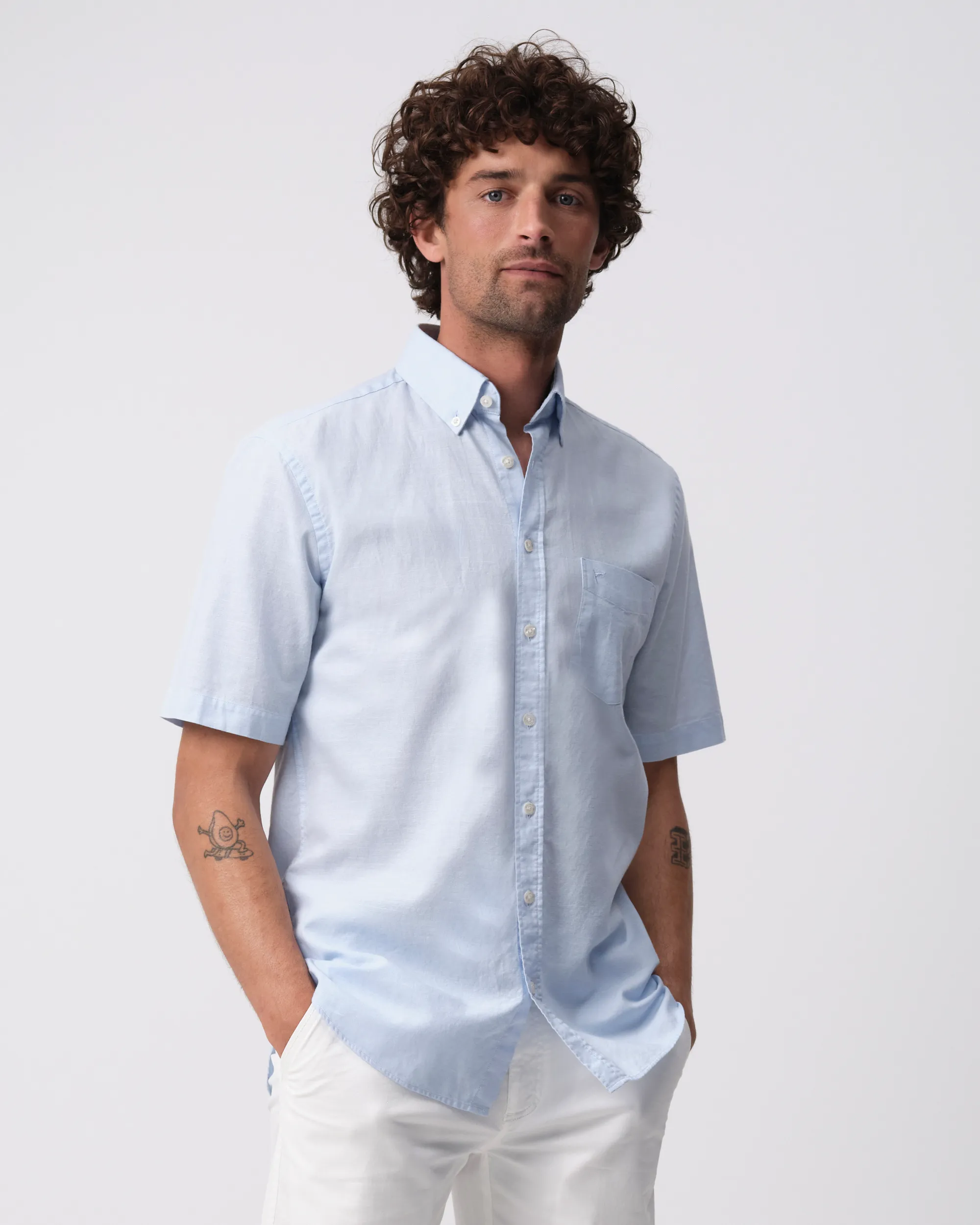 Campbell Ranger Overhemd KM Chambray Blue 096160-003-L