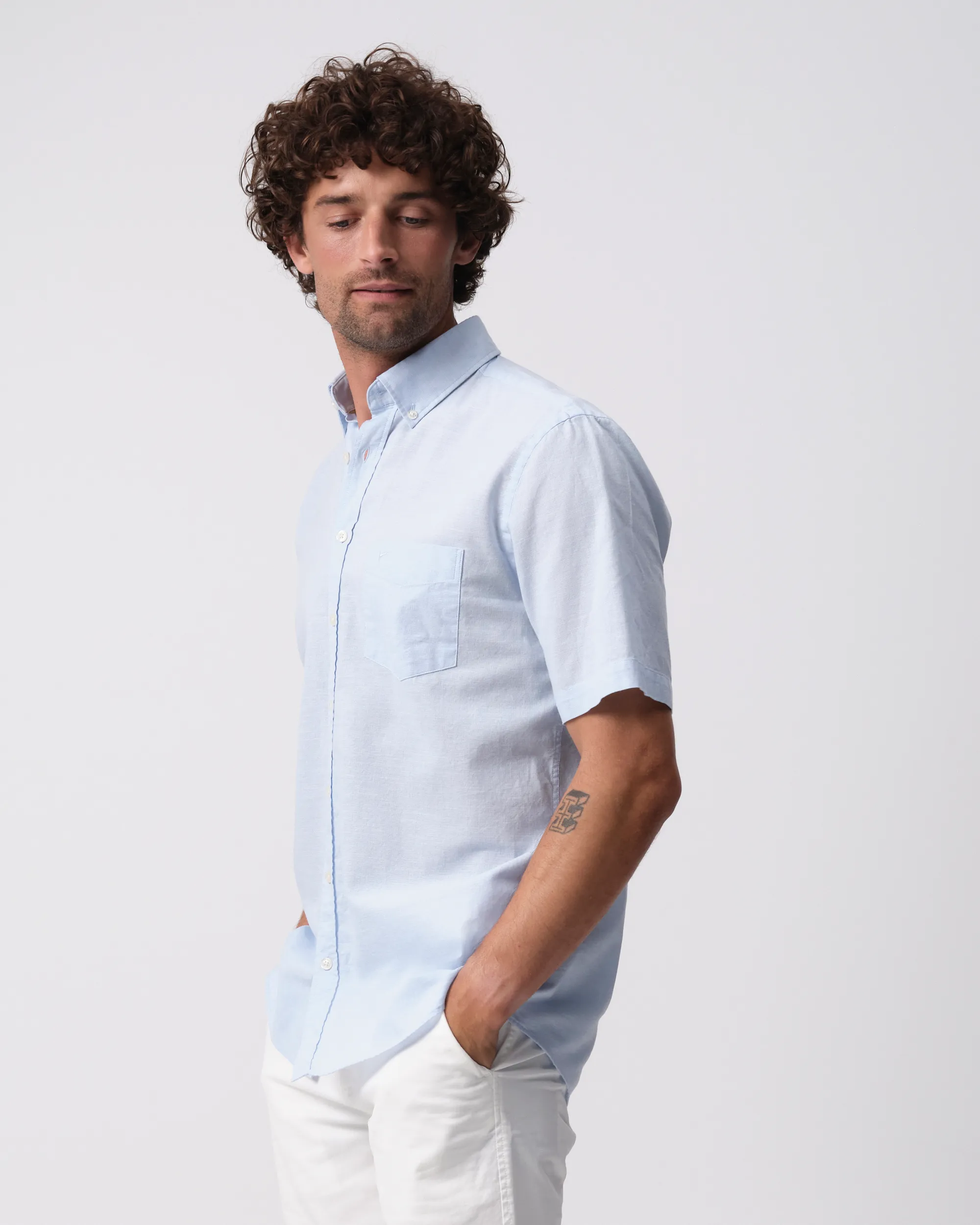 Campbell Ranger Overhemd KM Chambray Blue 096160-003-L