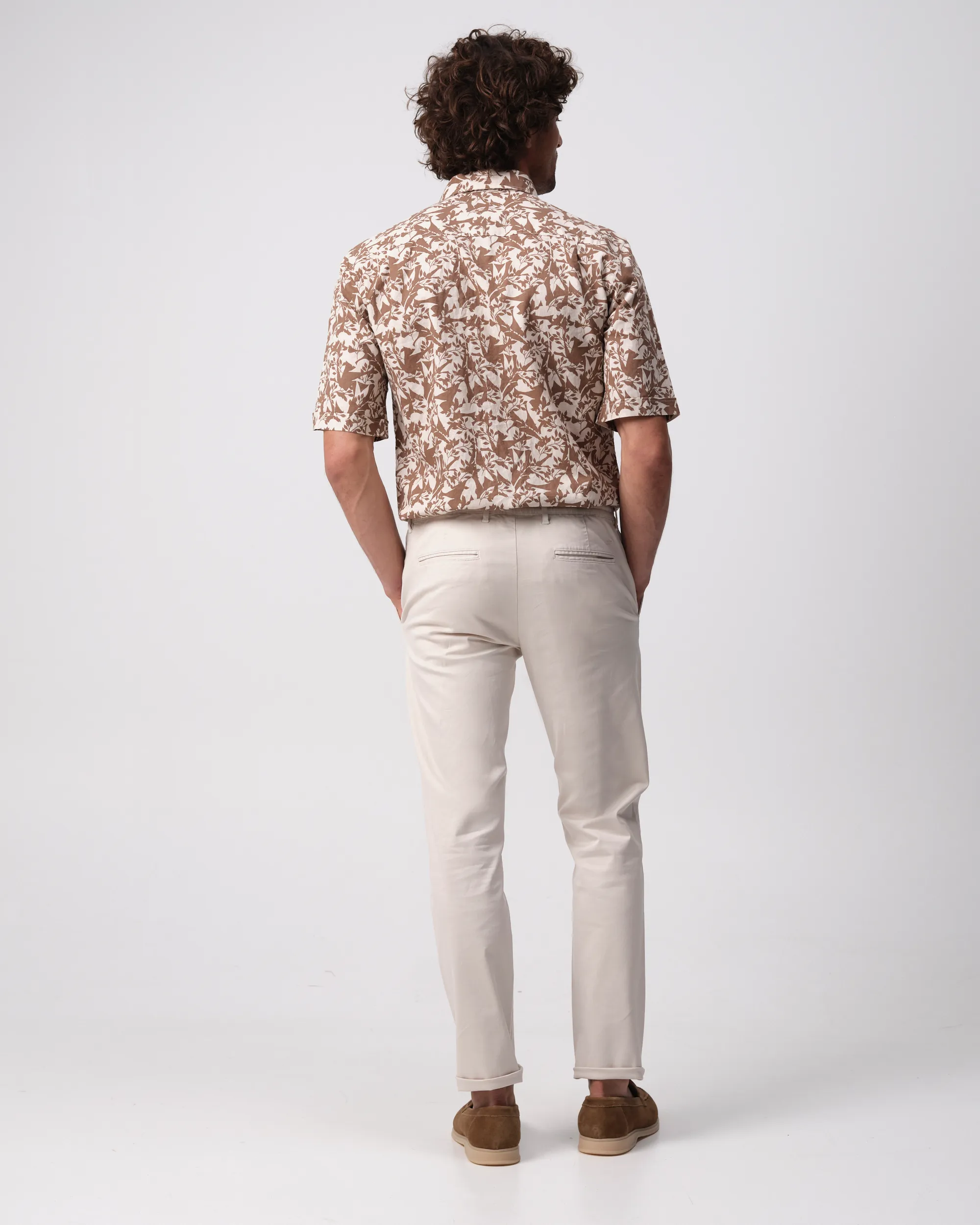Campbell Ranger Overhemd KM Coca Mocha brown dessin 096162-002-L