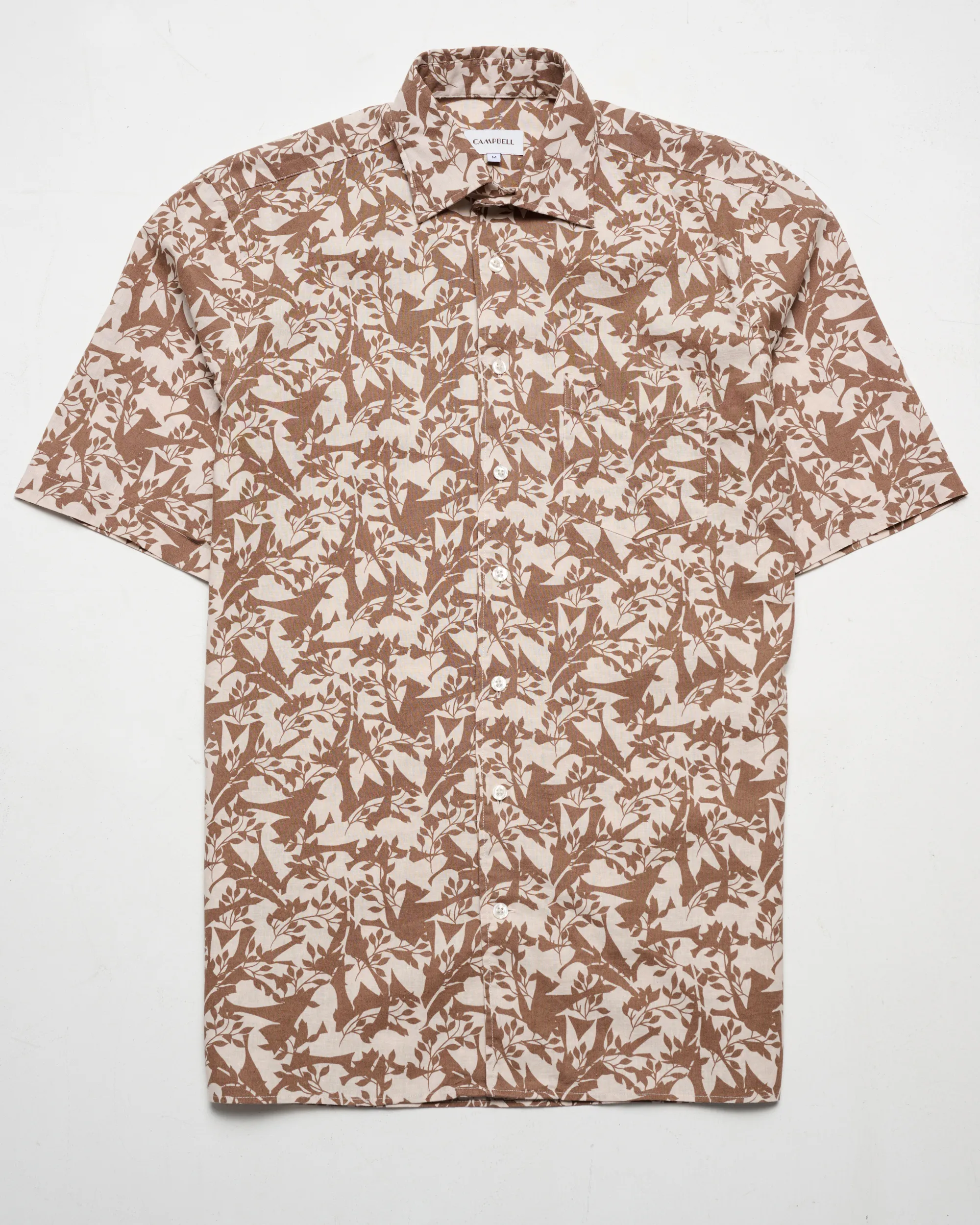 Campbell Ranger Overhemd KM Coca Mocha brown dessin 096162-002-L