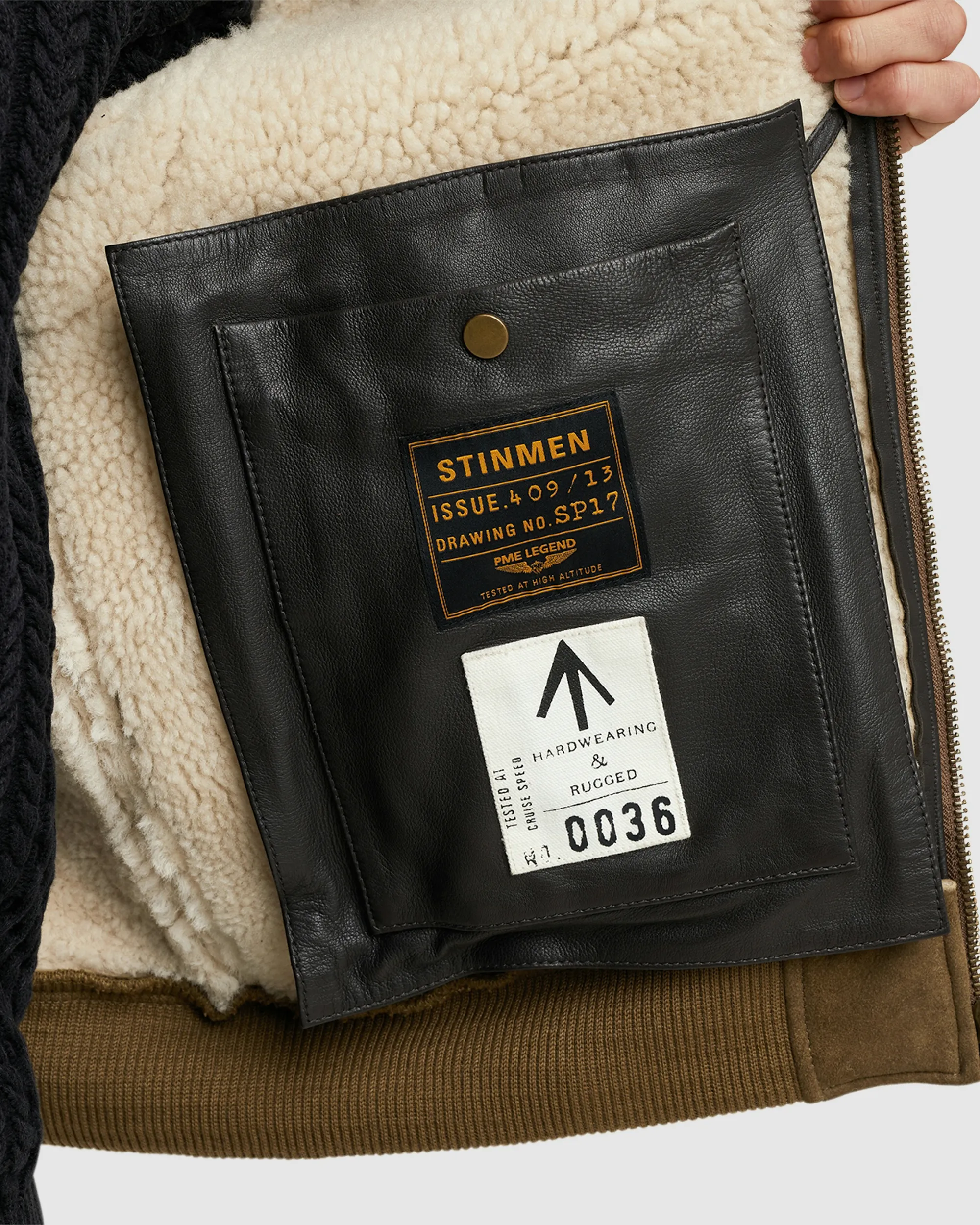 PME Legend Stinmen Leren jas Khaki 096712-001-L