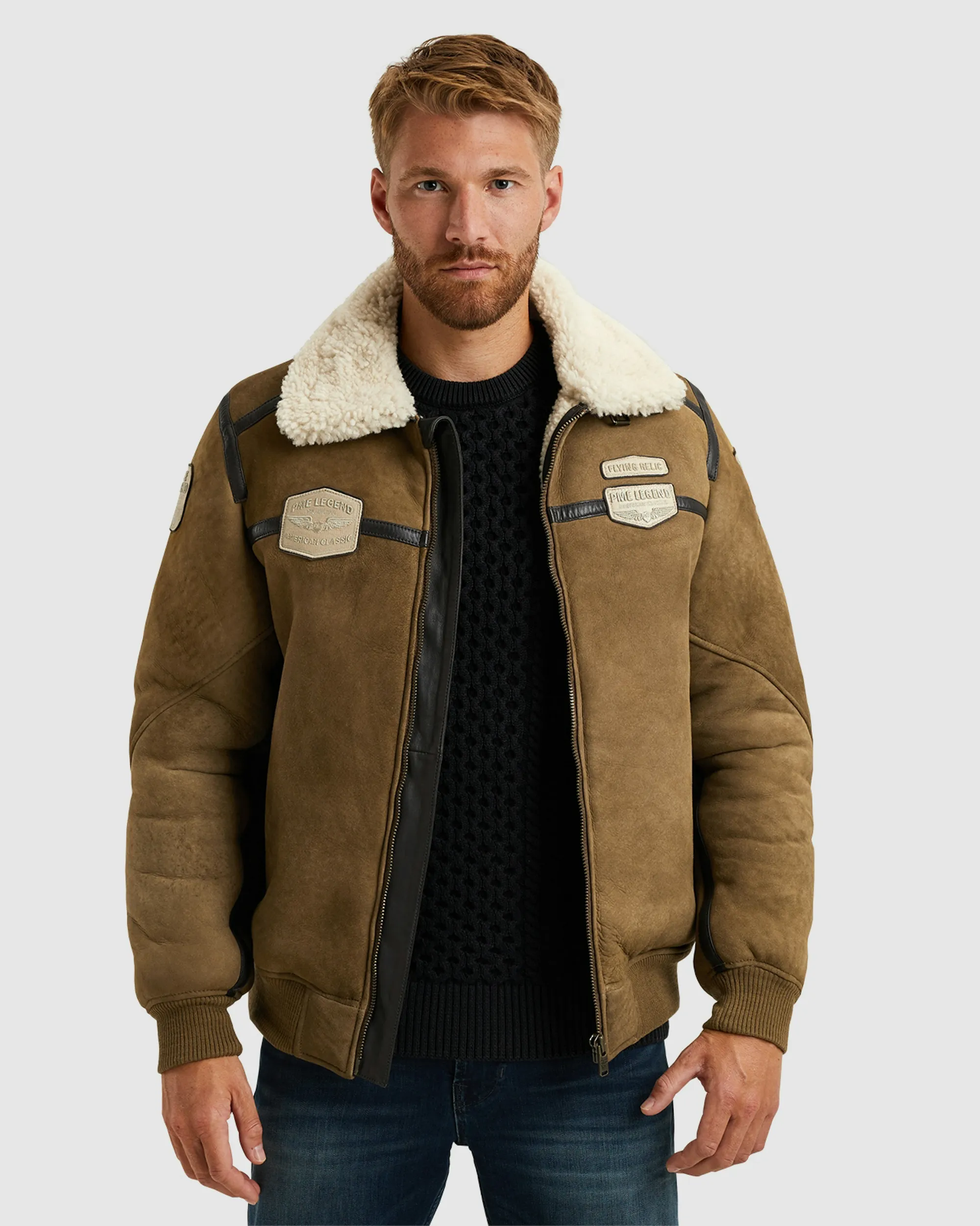 PME Legend Stinmen Leren jas Khaki 096712-001-L