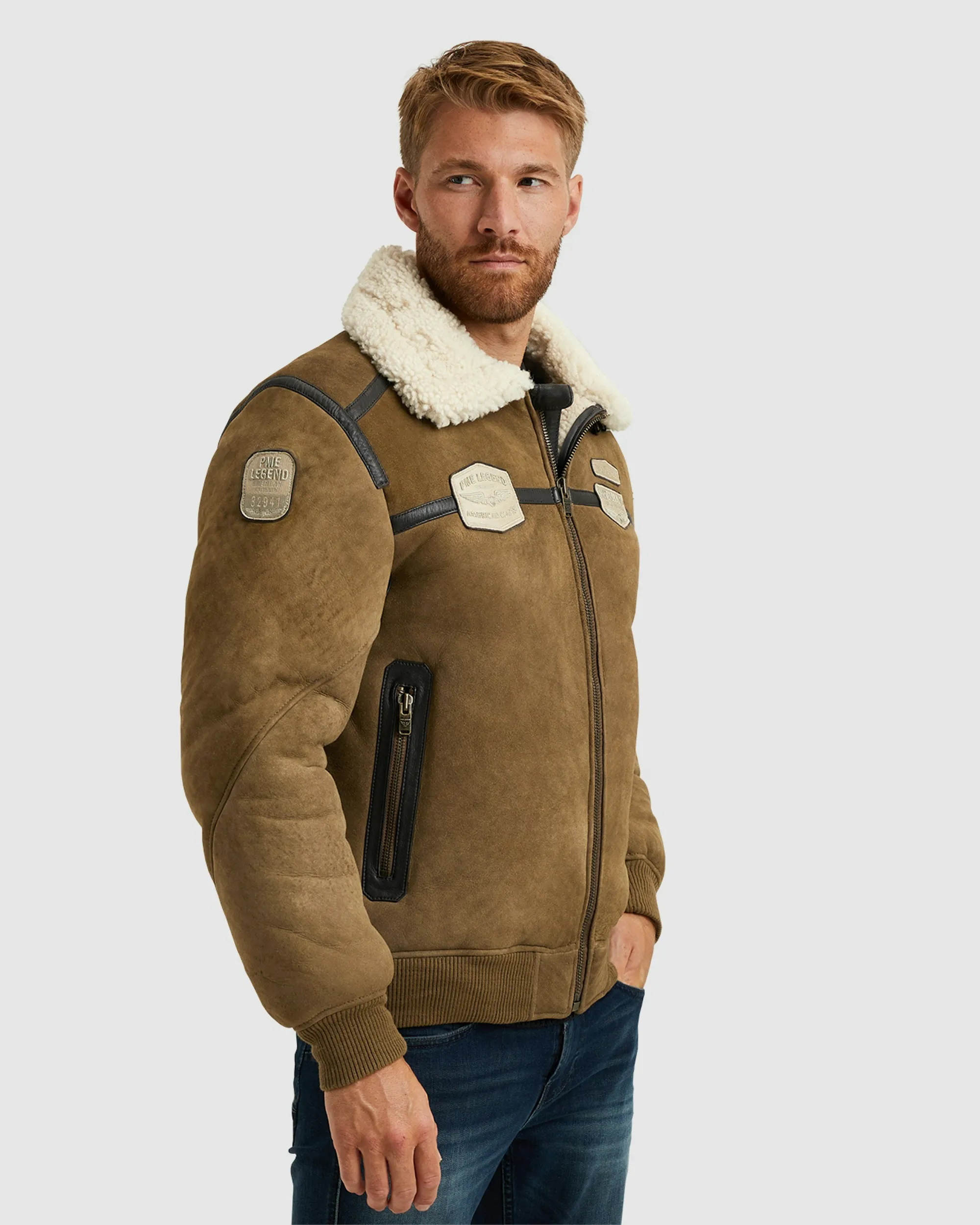 PME Legend Stinmen Leren jas Khaki 096712-001-L