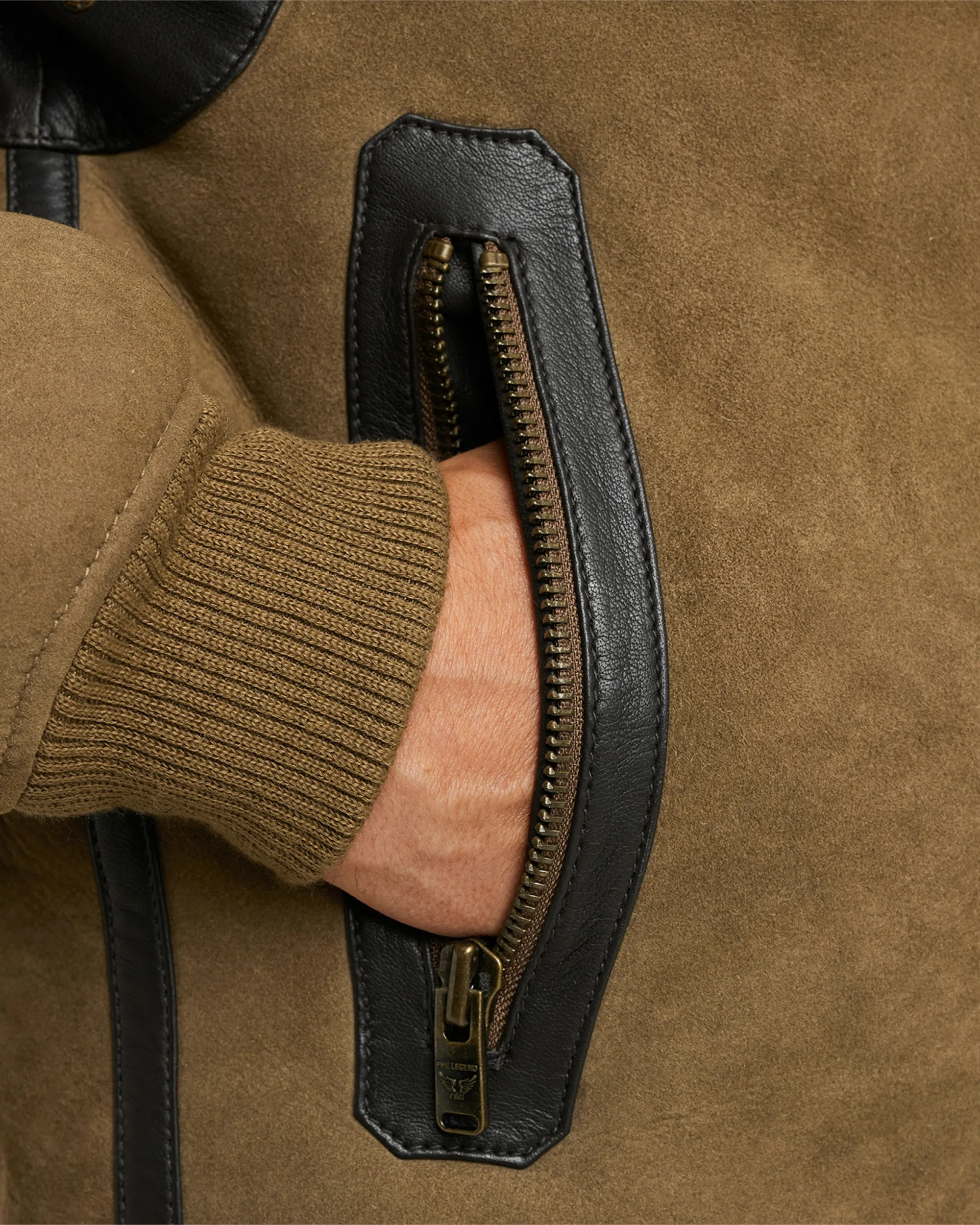 PME Legend Stinmen Leren jas Khaki 096712-001-L