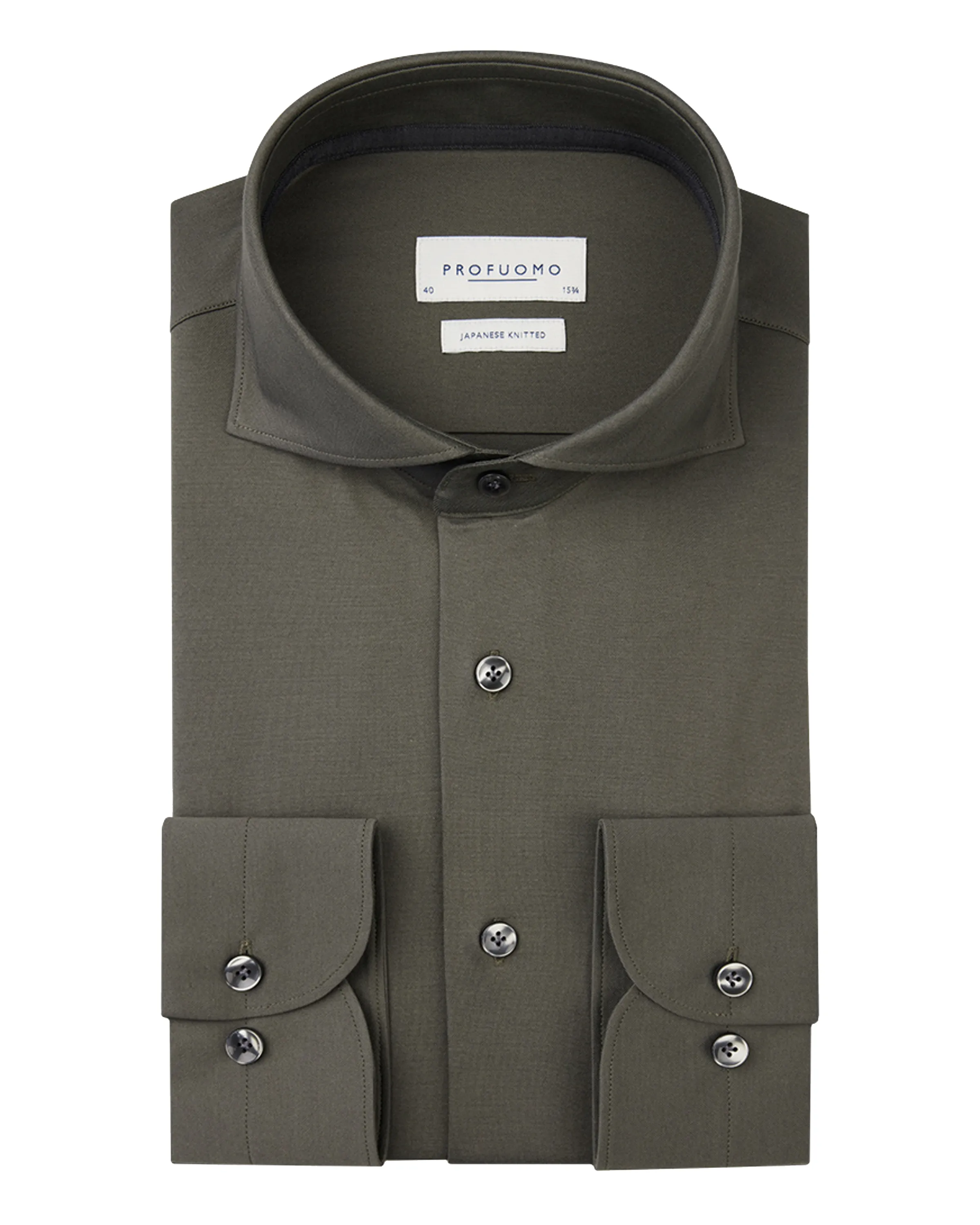 Profuomo Japanese Knitted Overhemd LM Groen 097437-001-38
