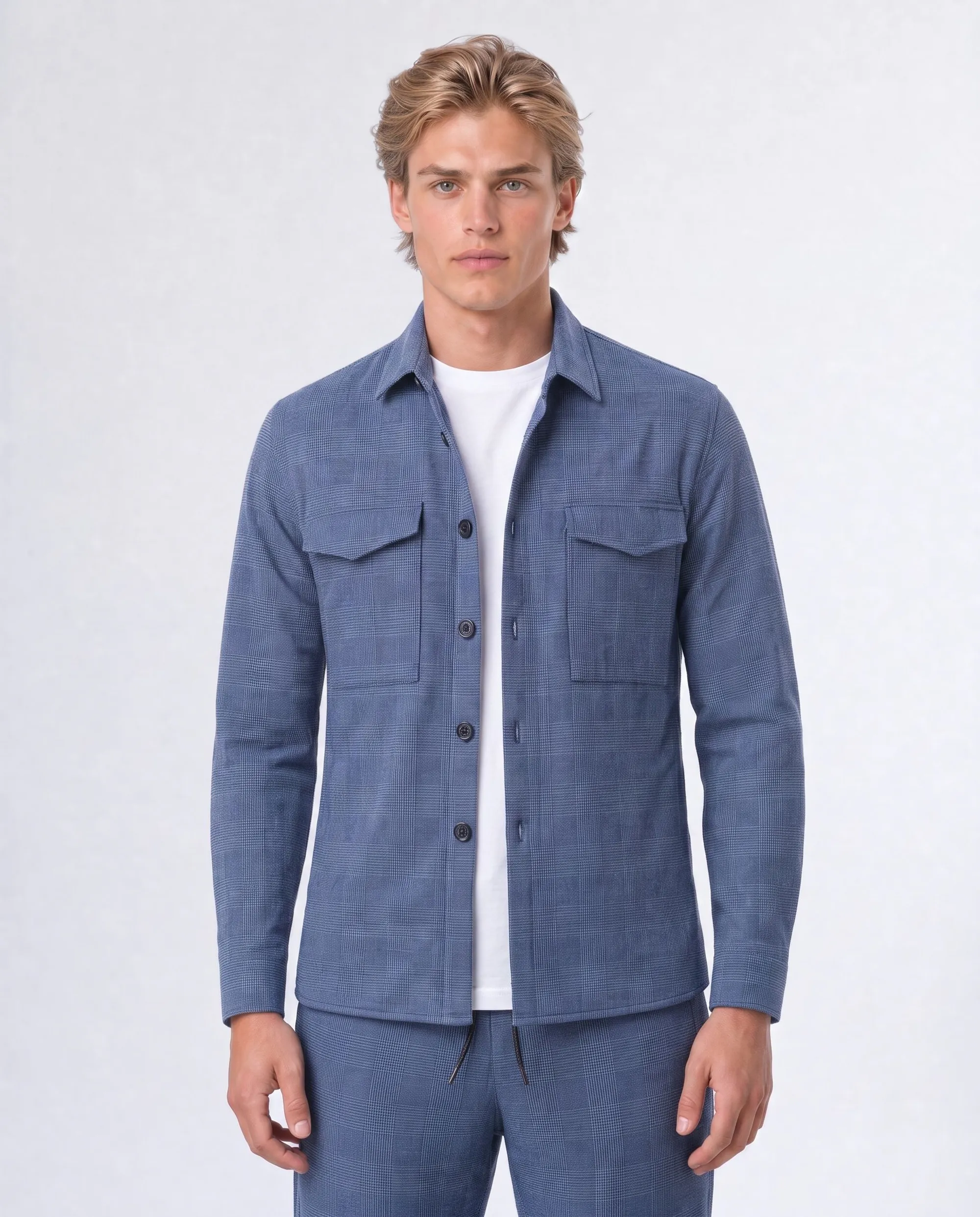 Runway PARTY Overshirt Blauw grote ruit 097706-001-L