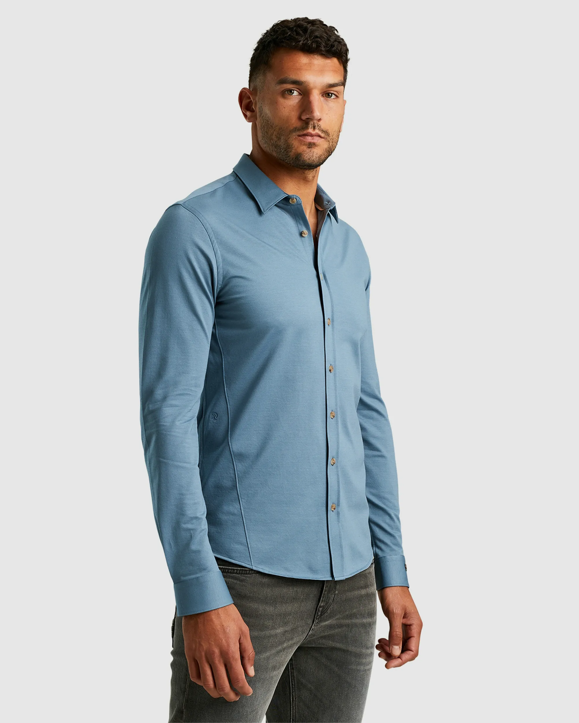 Cast Iron Casual Overhemd LM Blauw 098820-001-L