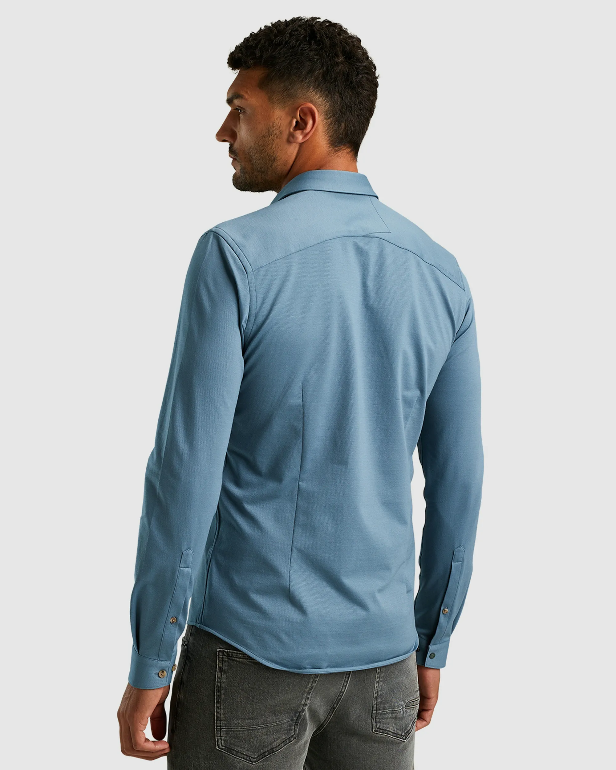Cast Iron Casual Overhemd LM Blauw 098820-001-L