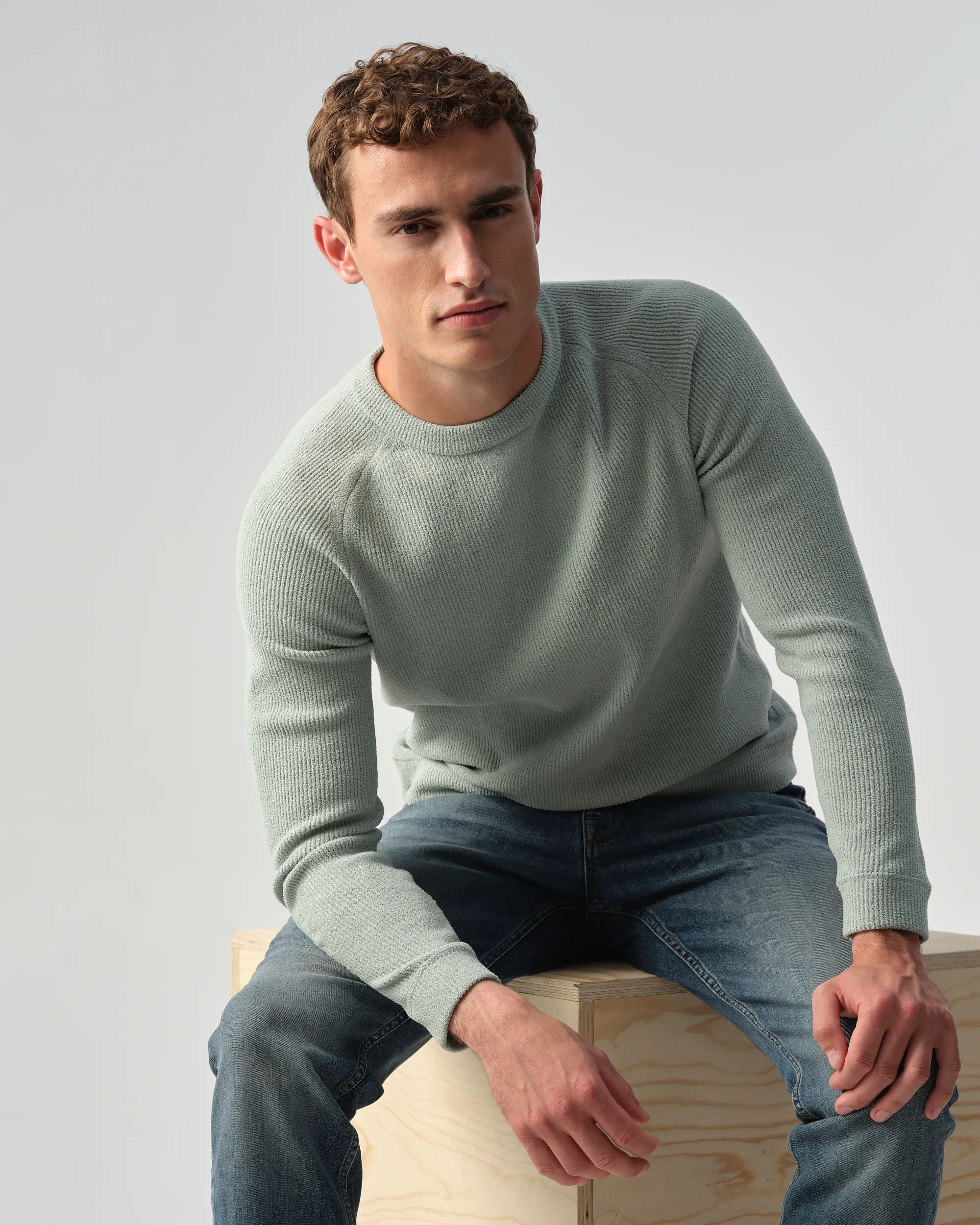 J.C. RAGS Ramil Trui ronde hals Iceberg Green 099129-004-L