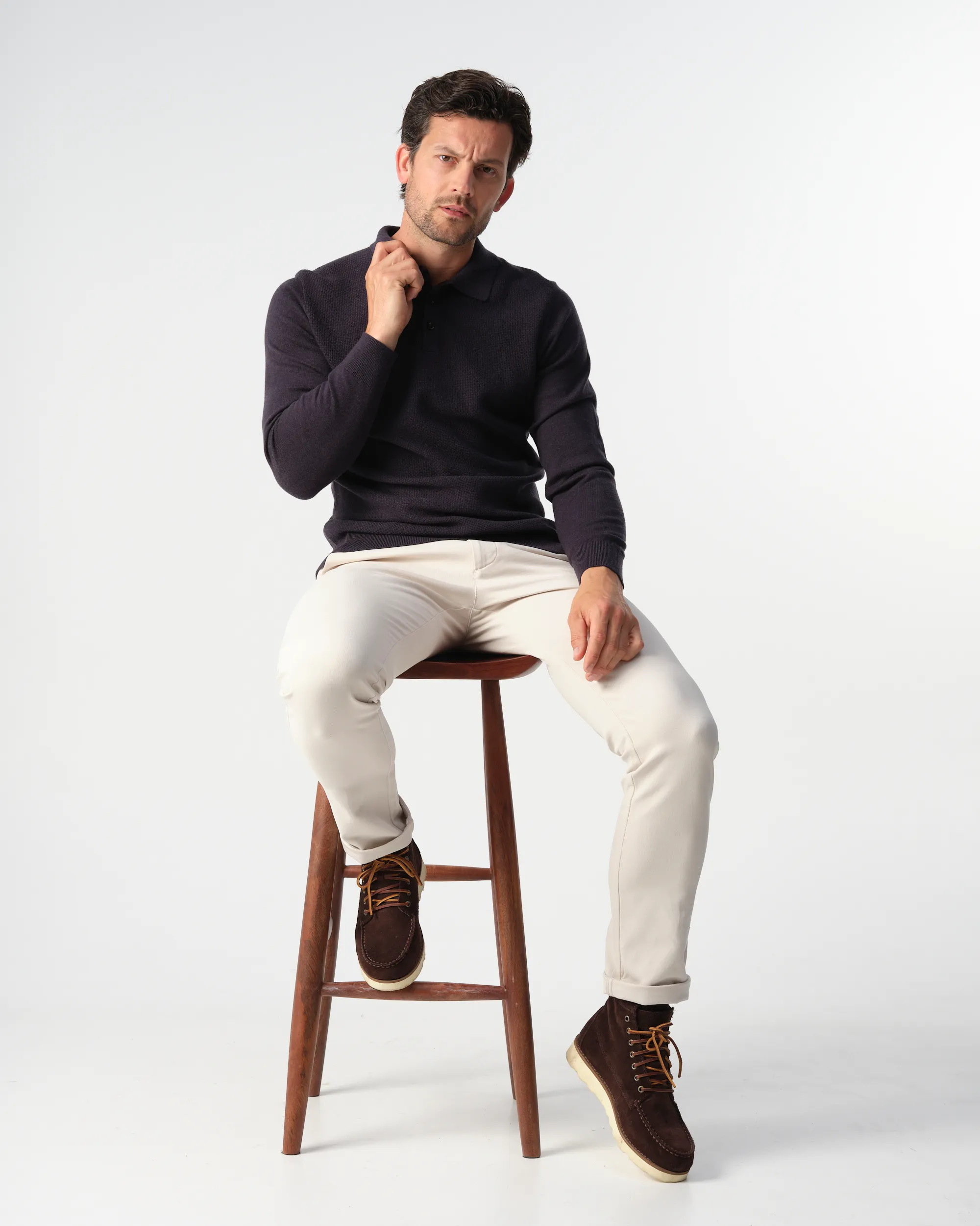 Campbell Polo Lange mouw Night Sky melange 099135-001-L