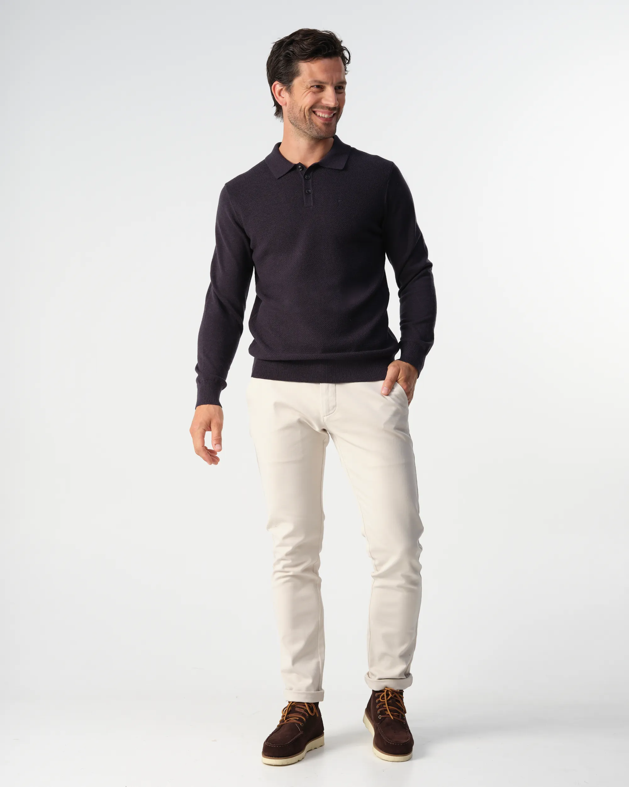 Campbell Polo Lange mouw Night Sky melange 099135-001-L