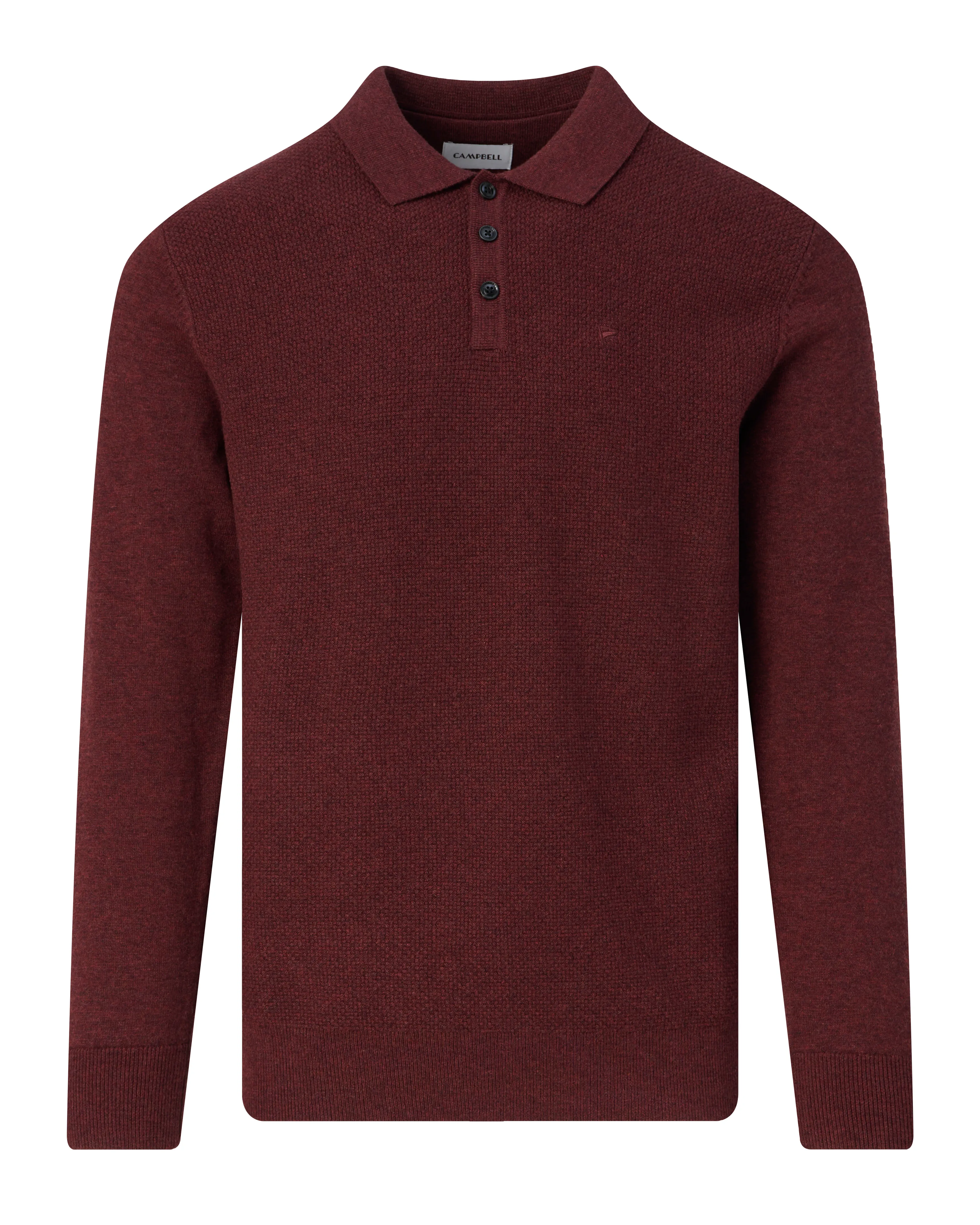 Campbell Polo Lange mouw Choco Truffle dark red melange 099135-004-L
