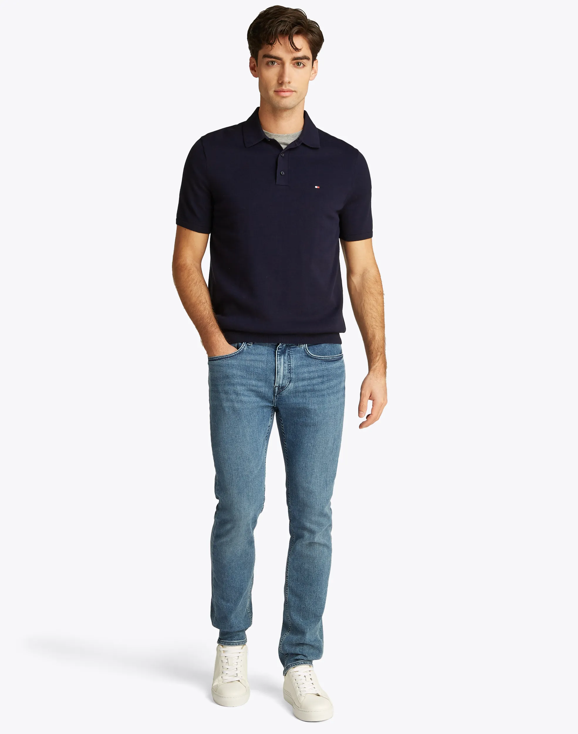 Tommy Hilfiger Menswear Polo KM Donker blauw 099996-001-L