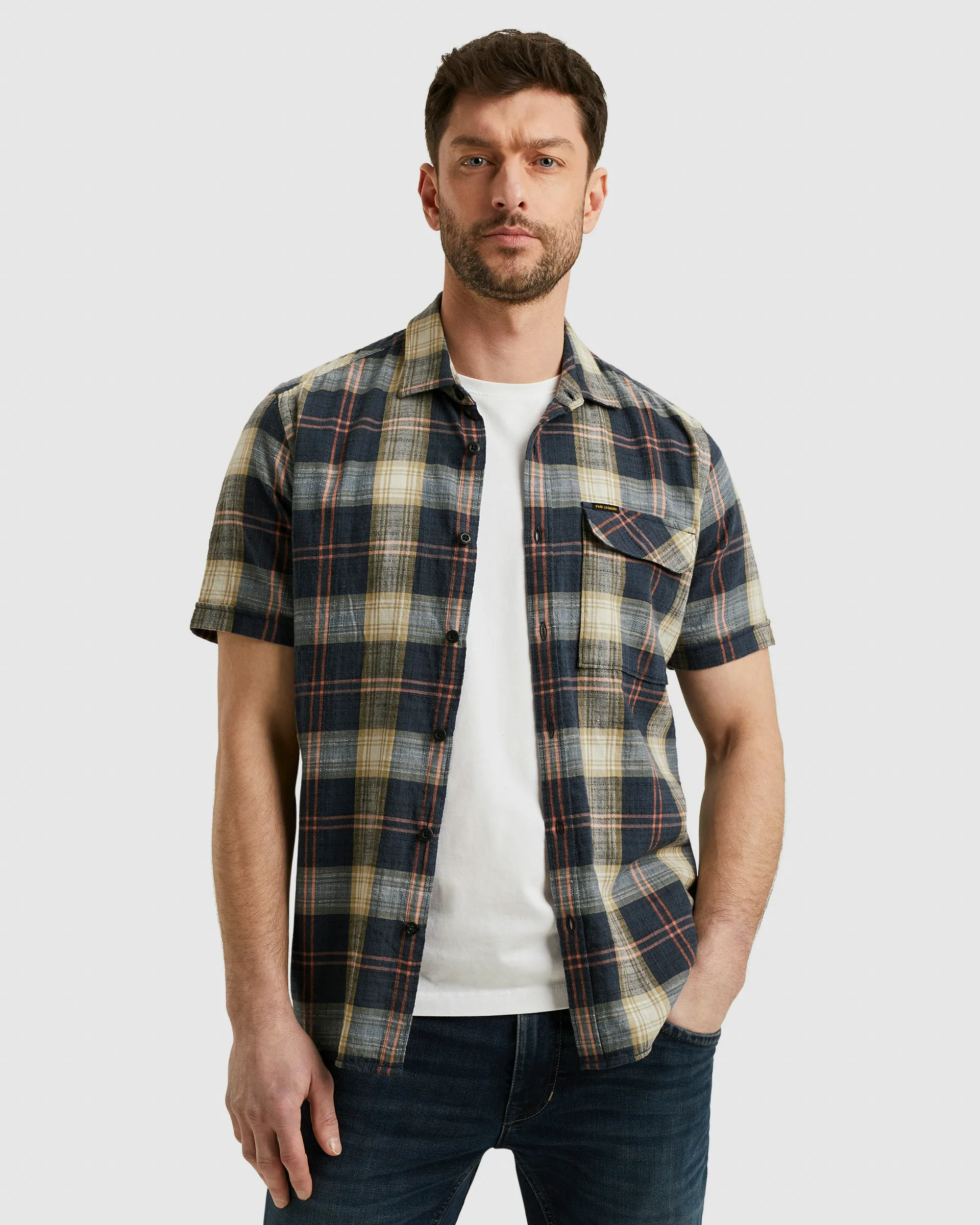 PME Legend Casual Overhemd KM Blauw 101469-001-L