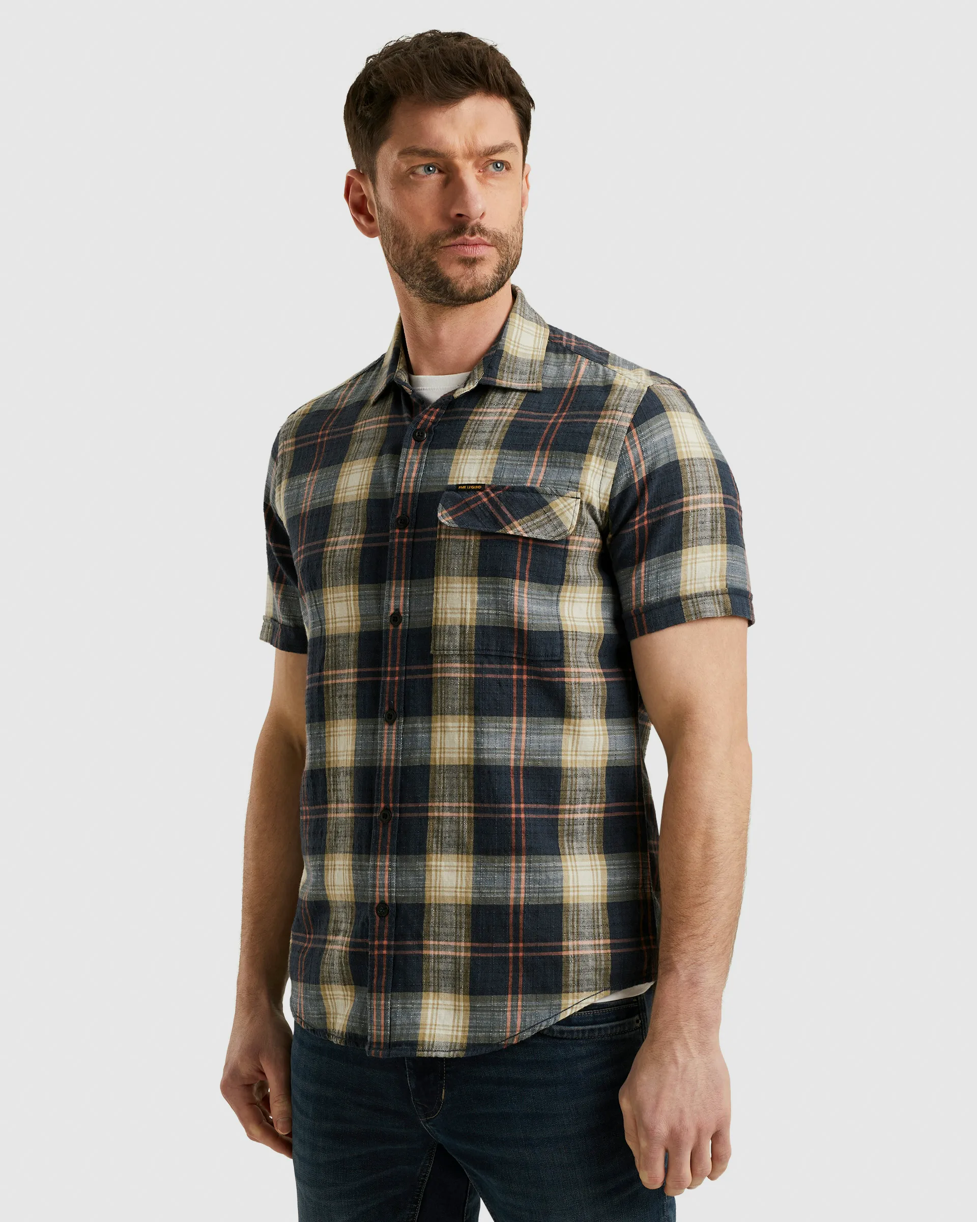 PME Legend Casual Overhemd KM Blauw 101469-001-L
