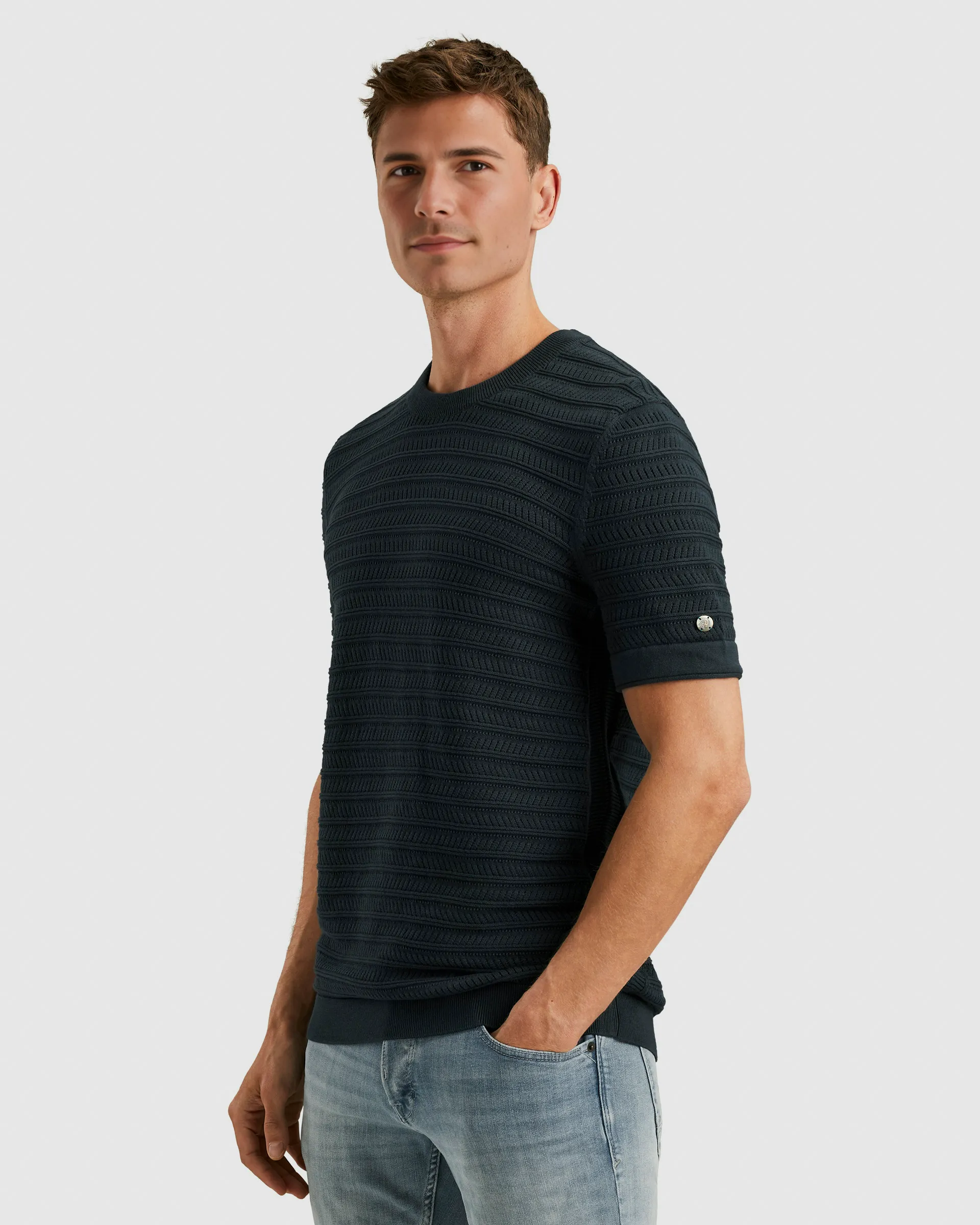 Cast Iron T-shirt KM Blauw 101540-001-L